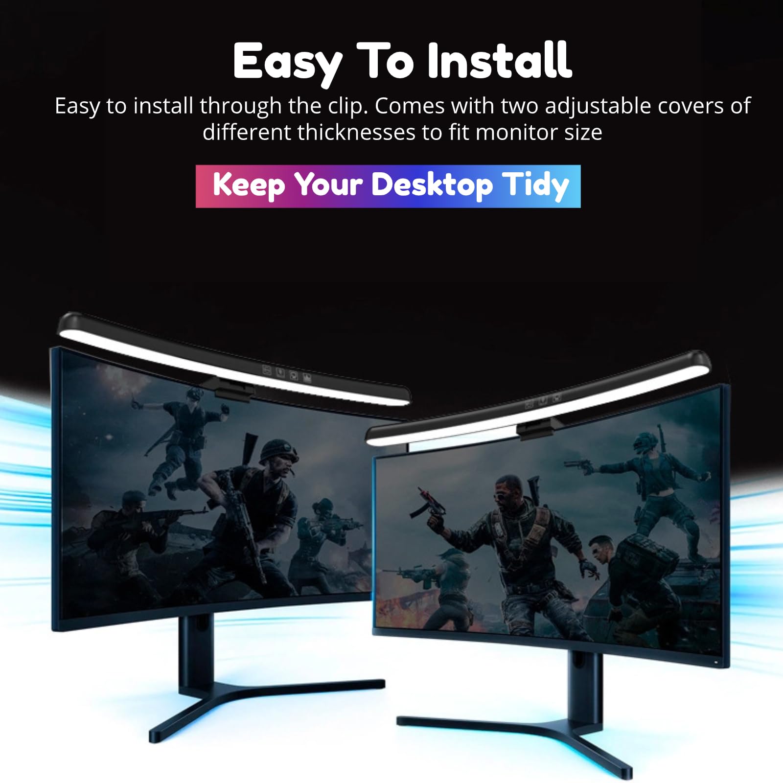 Lámpara de Monitor de Computadora, Barra de Luz de Monitor de Pantalla Curva de 5 V 1 A para el Cuidado de los Ojos, Lámpara de Trabajo LED de Lectura E con Atenuación Táctil,
