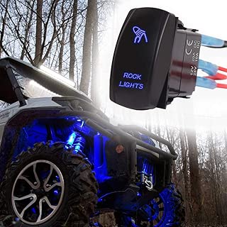 Xislet 5-Pin ROCK LIGHTS Rocker Switch Toggle Button for UTV ATV Polaris RS1 Ranger RZR Can-Am X3 Spyder F150 Truck Jeep Rocker Switch, Blue LED Light with Instruction and Jumper Wire - coolthings.us
