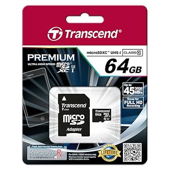 Amazon.com: Transcend 64GB MicroSDXC Class10 UHS-1 Memory