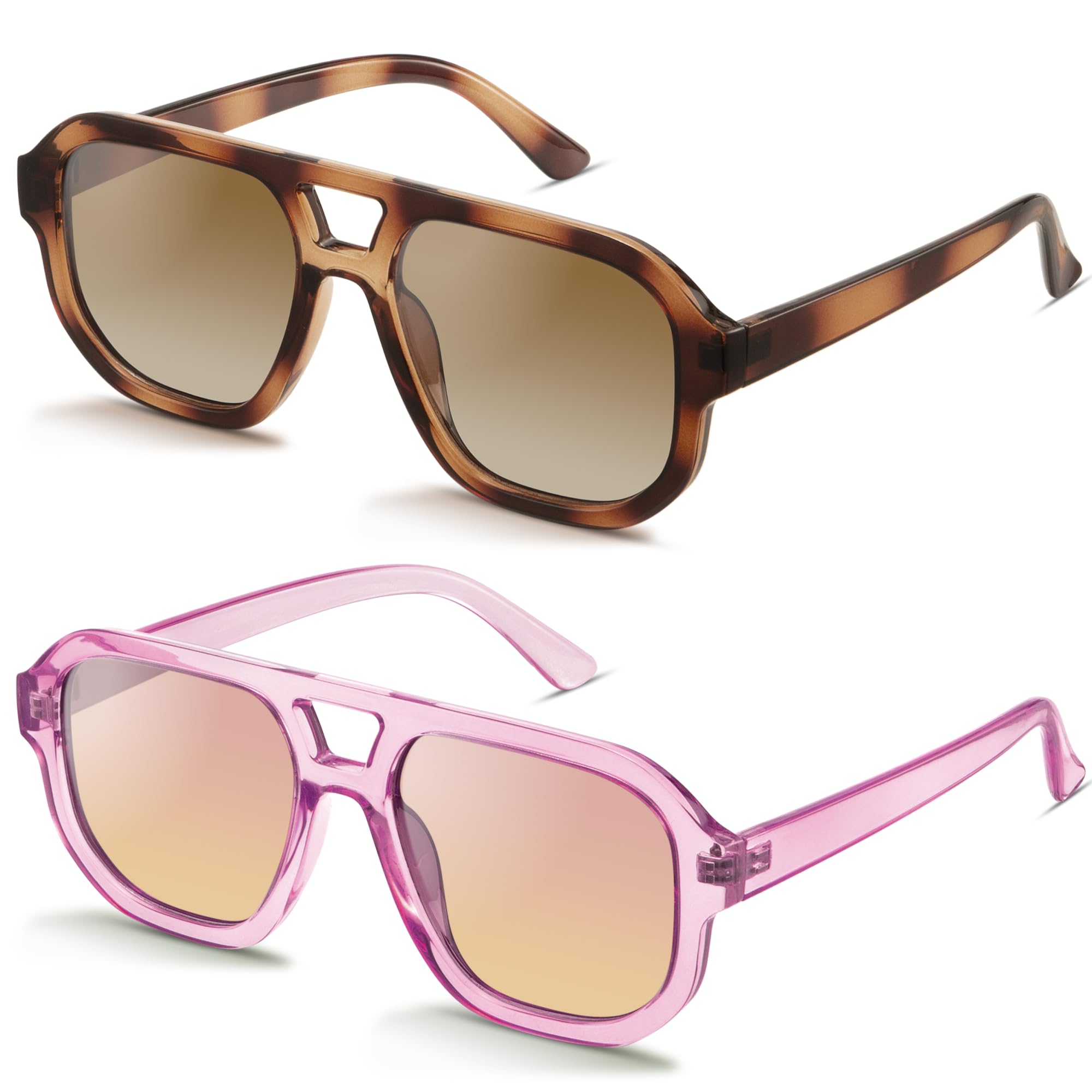 livho Trendy Polarized Square Aviator Sunglasses Women Men Square Eyewear Frame, Retro Sun Glasses for Women Men 2025 Shades