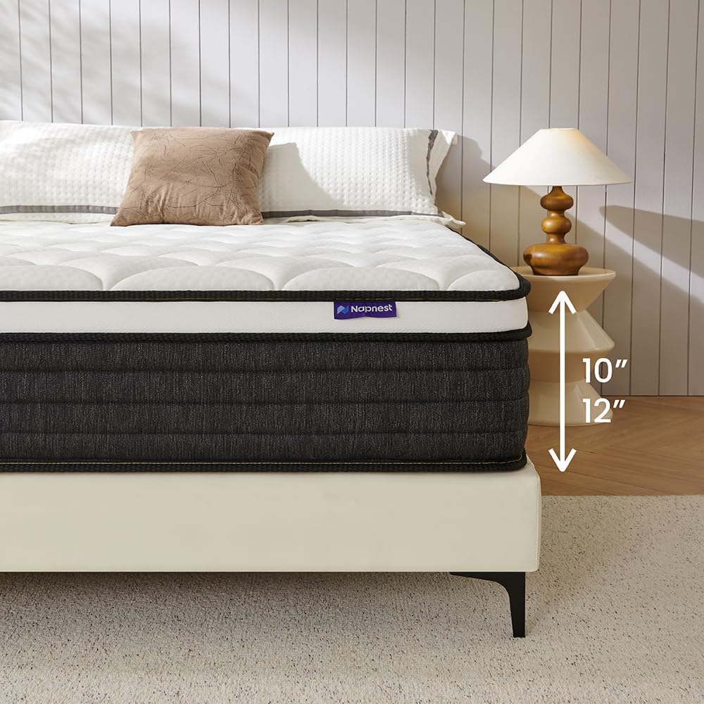 NapNest Full Size Mattress 10 Inch, Hybrid Mattresses Full in a Box, Medium Firm Feel Memory Foam and Individual Pocket Springs Fiberglass Free Bed Matress Breathable, CertiPUR-US - Image 8