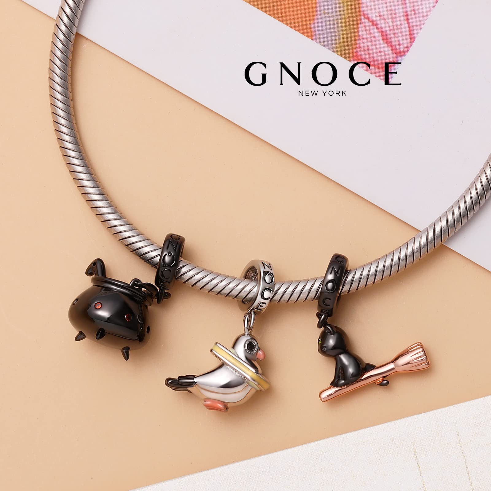 GNOCE Colgante De Caldero De Bruja De Plata De Ley 925 Con Piedras Preciosas De Rubí Para Pulseras/Collares Regalo De Joyería Para Mujeres Niñas Esposa e Hija