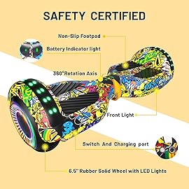 SIMATE Hoverboard, Bluetooth All Terrain Hover Boards with LED Lights and APP Control, Gifts for Kids Adults Girls Boys, for All Ages