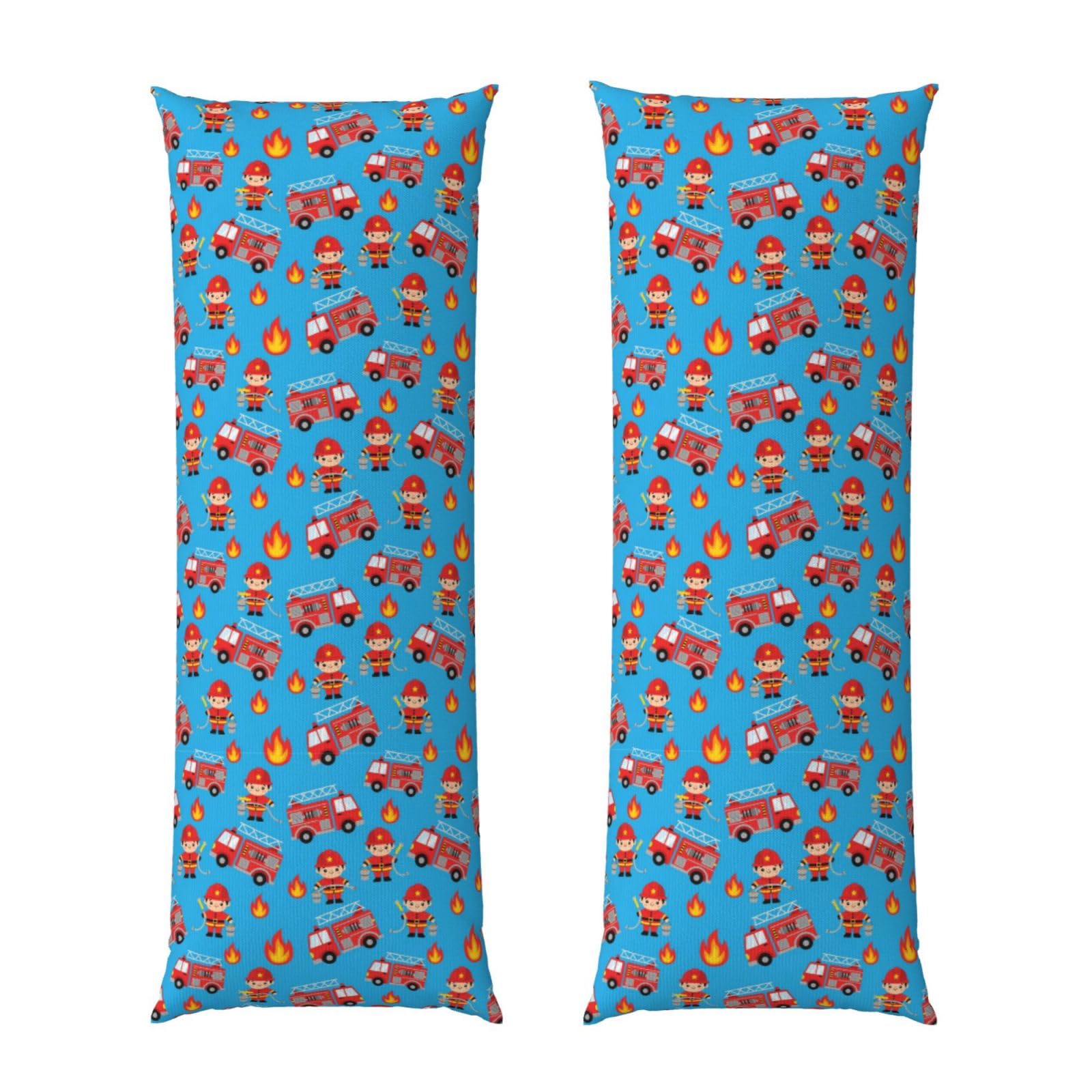 Body Pillow Cover 20x54, Red Fire Truck Cartoon, Soft Microfiber Long Pillowcase with Zipper Closure, Breathable Protector for Bedroom Sofa Couch Sleeping