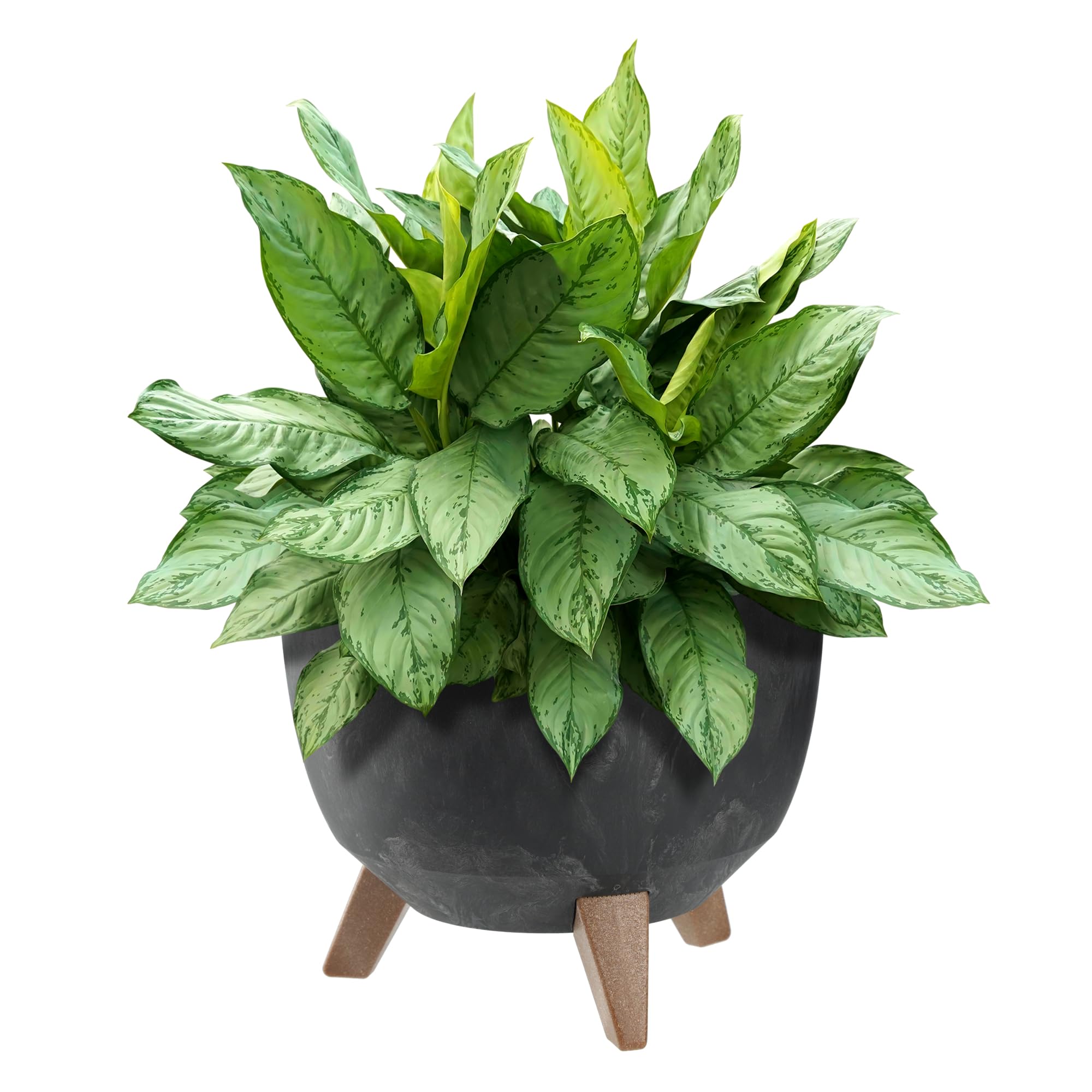 KADAX Plastic Flower Pot with Three Stands, Round Flower Bowl, Flower Pot, Flower Pot, Flower Pot, Balcony, Living Room (39.5 cm, Anthracite) — view 33
