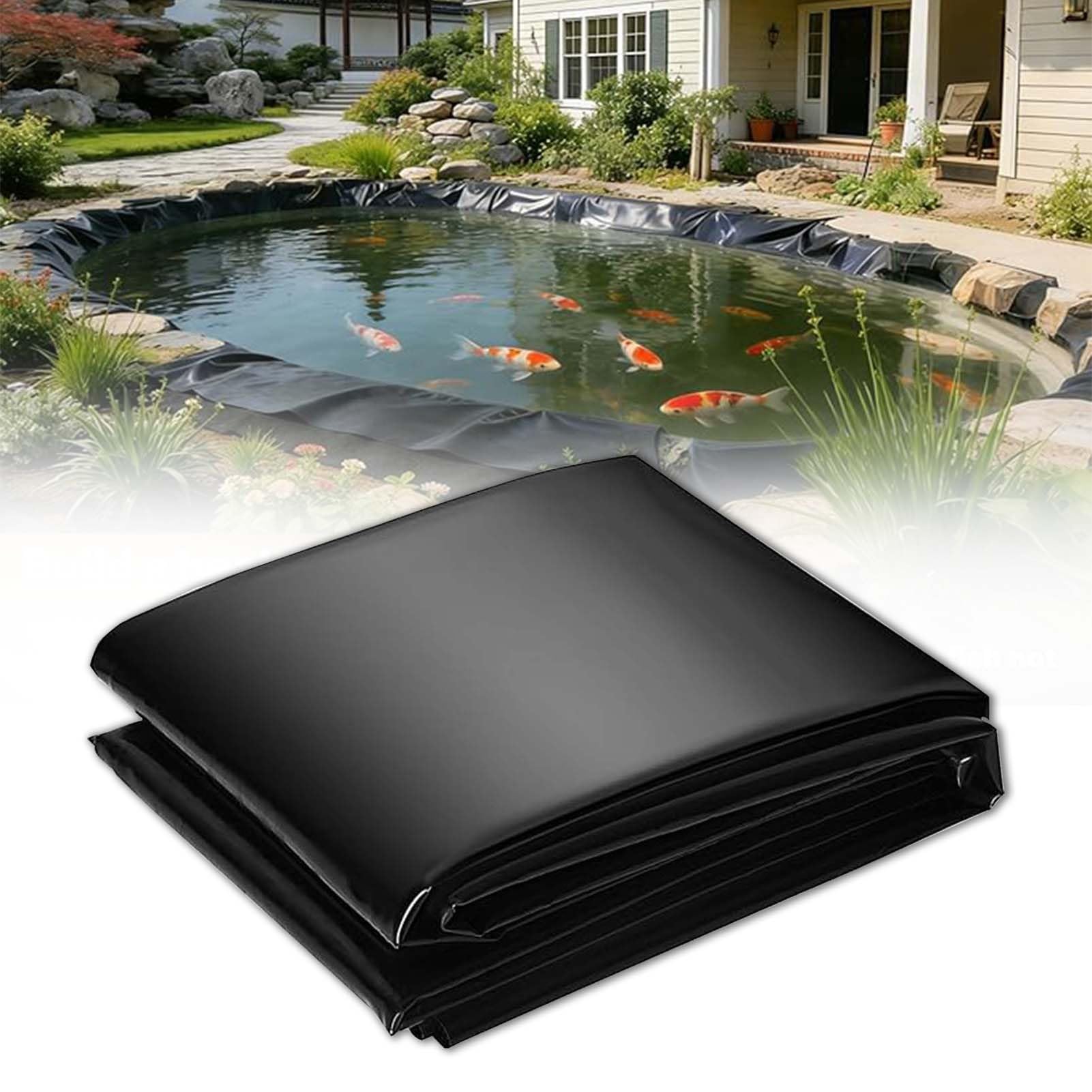 Whnoorher Outdoor Fish Pond Liner 3x7m 4x6m 7x8m 8x10m 10x12m UV Resistant Flexible HDPE Geomembrane High Tensile Waterproof Pond Liners Antifreeze Damp Proof Membrane(6x8m(19.7x26.2ft))