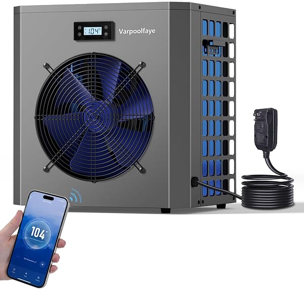 Varpoolfaye Electric Pool Heater Pump Pool Heaters for Above Ground Pools Swimming Pool Heat Pump WiFi Control Heat Or C