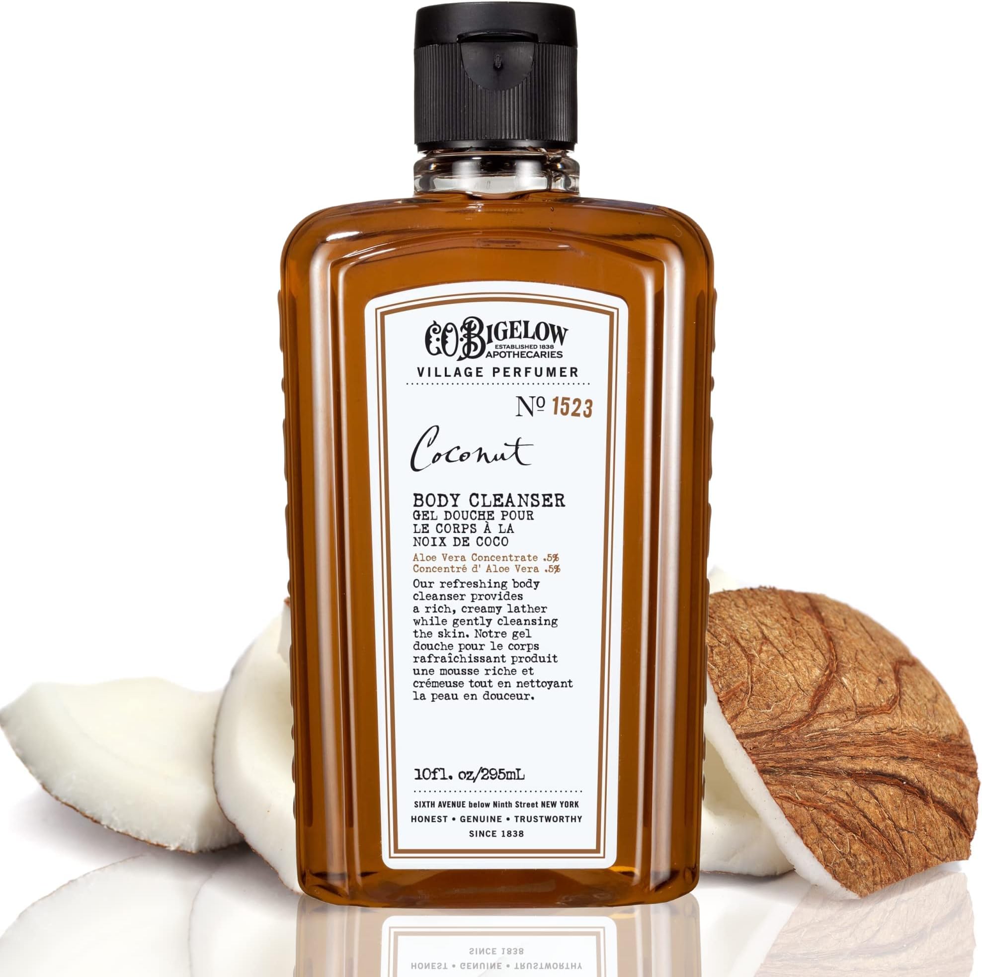C.O. Bigelow Coconut Body Wash, Village Perfumer Moisturizing Body Wash with Aloe Vera, 10 Fl Oz