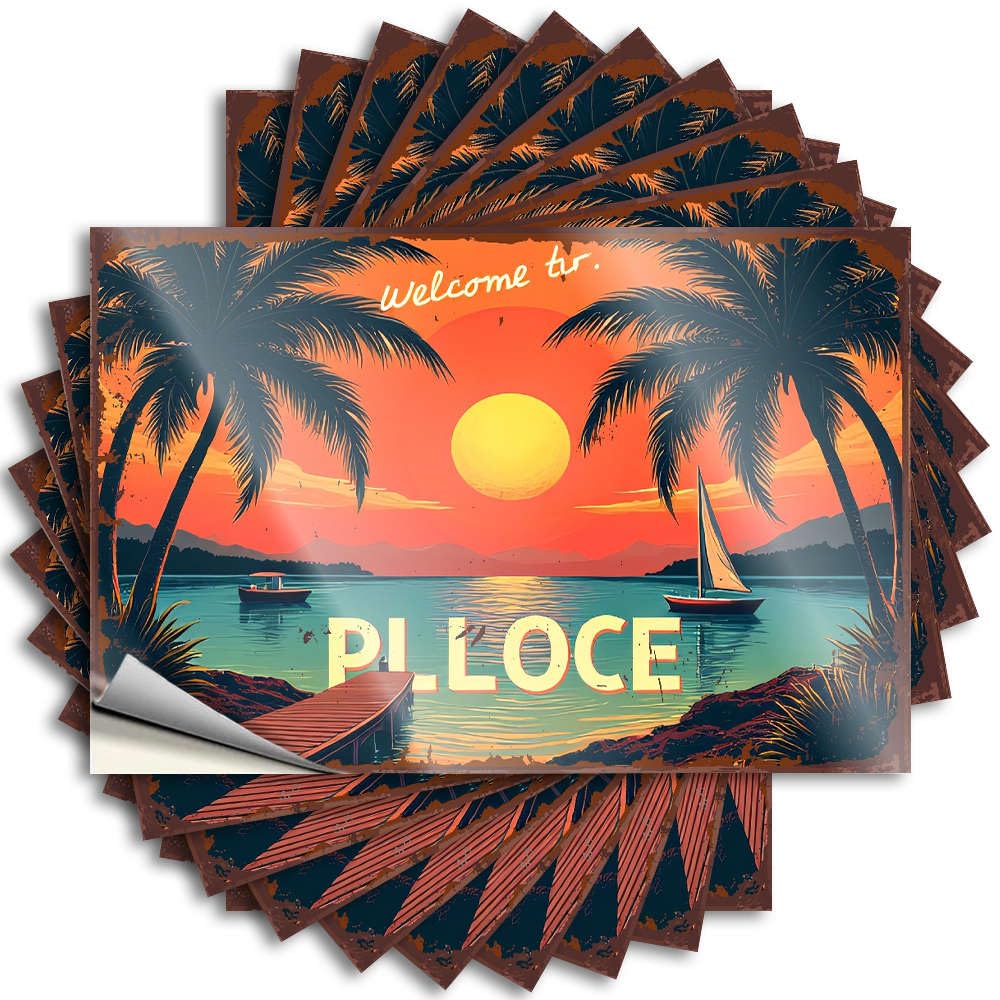 Fzfn Colour Welcome To Plots Beach Sunset Girly Adulting Diy | Girly Tattoo Wall Removable Vinyl Sticker Decal(6X9cm)
