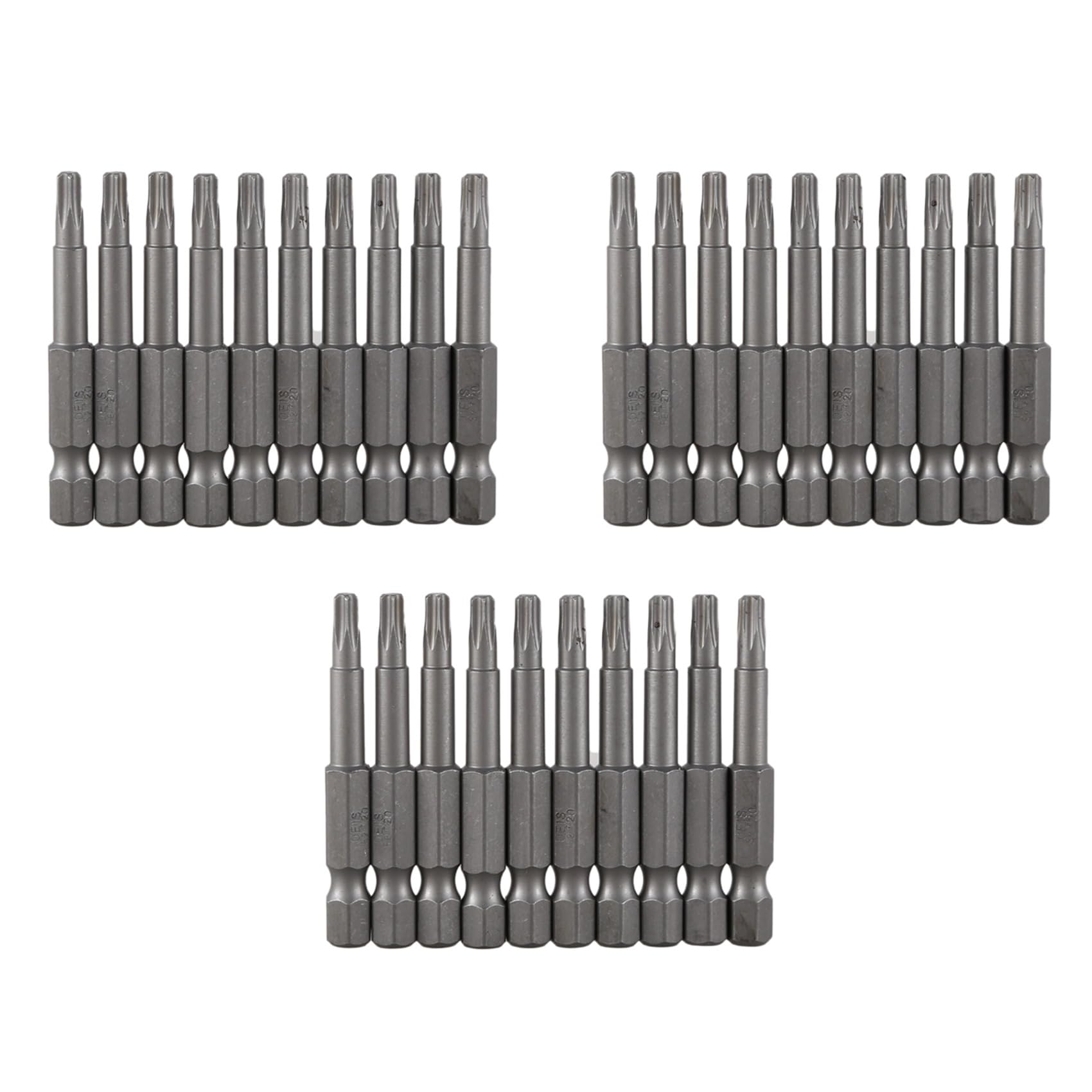 6.3mm Hexagon Shank 4mm T20 Magnetic Tip Torx Screwdriver Bits 30 Pcs