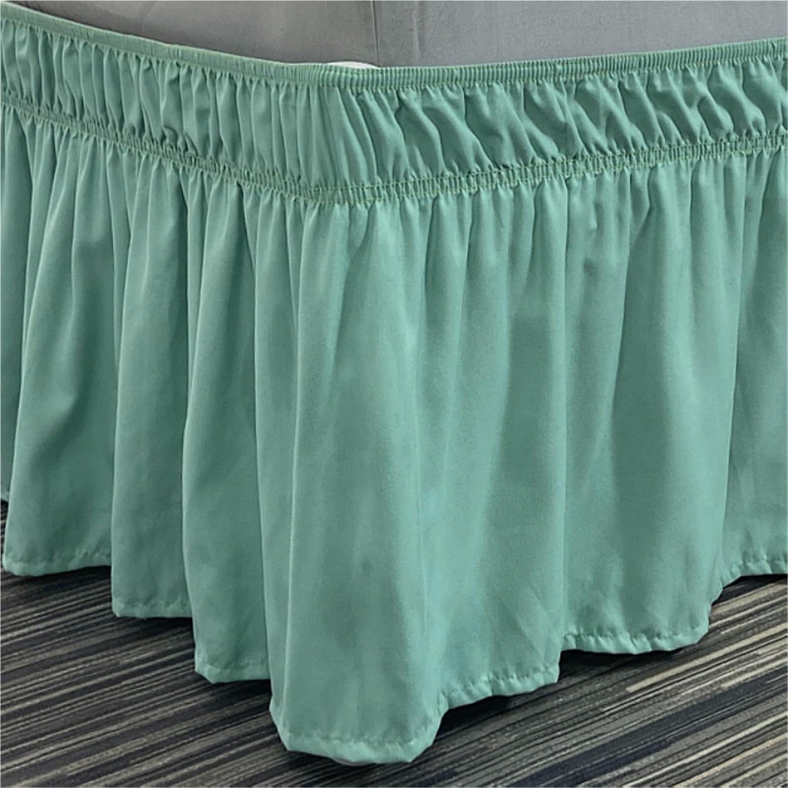 YHXAIQ Bed Skirt, Elasticized Bed Skirts & Valances, Easy to Install Valance with Drop Design, Polyester Bed Valance Double for Double Size Bed Frame & Platform(Green,120 x 200+35 cm)