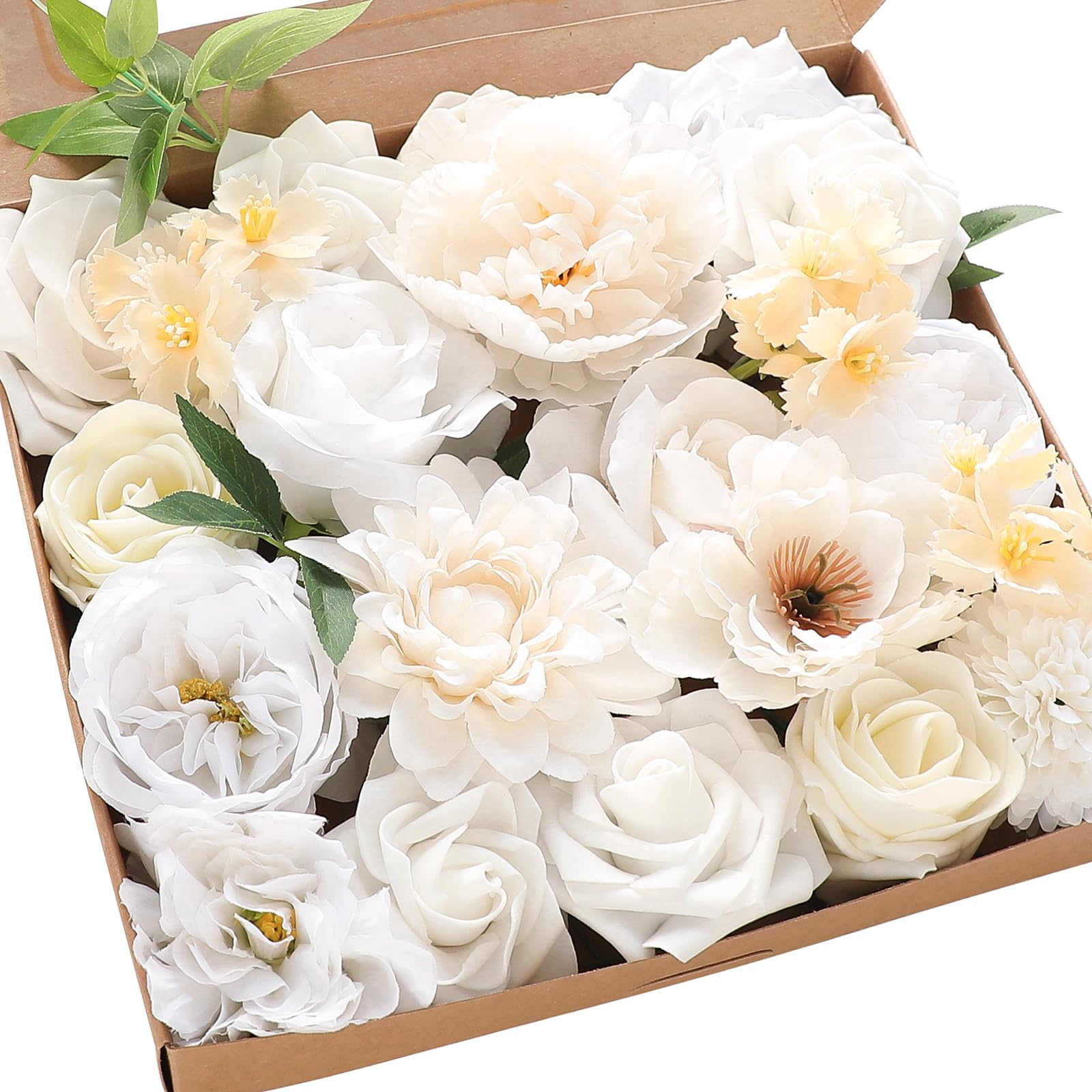 Floroom Cream White Artificial Flowers Combo