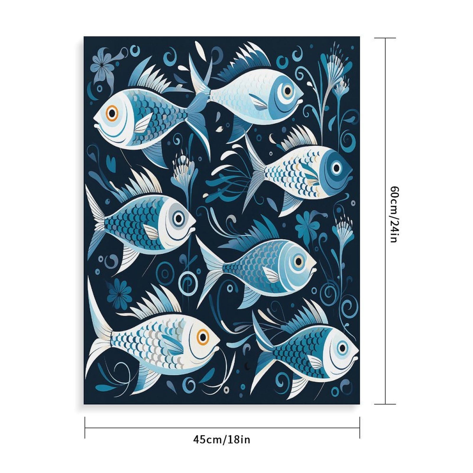 LPAGBCNU Malen nach Zahlen mit Cartoon-Fisch-Druck, Malen-nach-Zahlen-Set für Erwachsene, Anfänger, Erwachsene, Malen-nach-Zahlen-Kits auf Leinwand, DIY-Acryl-Ölfarben, Malerei mit Pinseln für