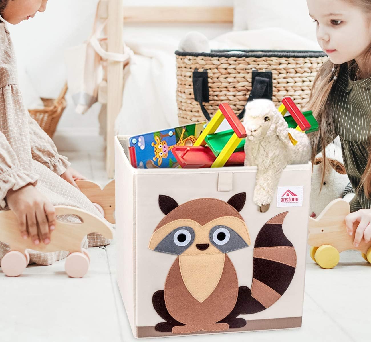 Anstore Foldable Animal Cube Storage Bins, Cube Storage Box 33x33x33cm