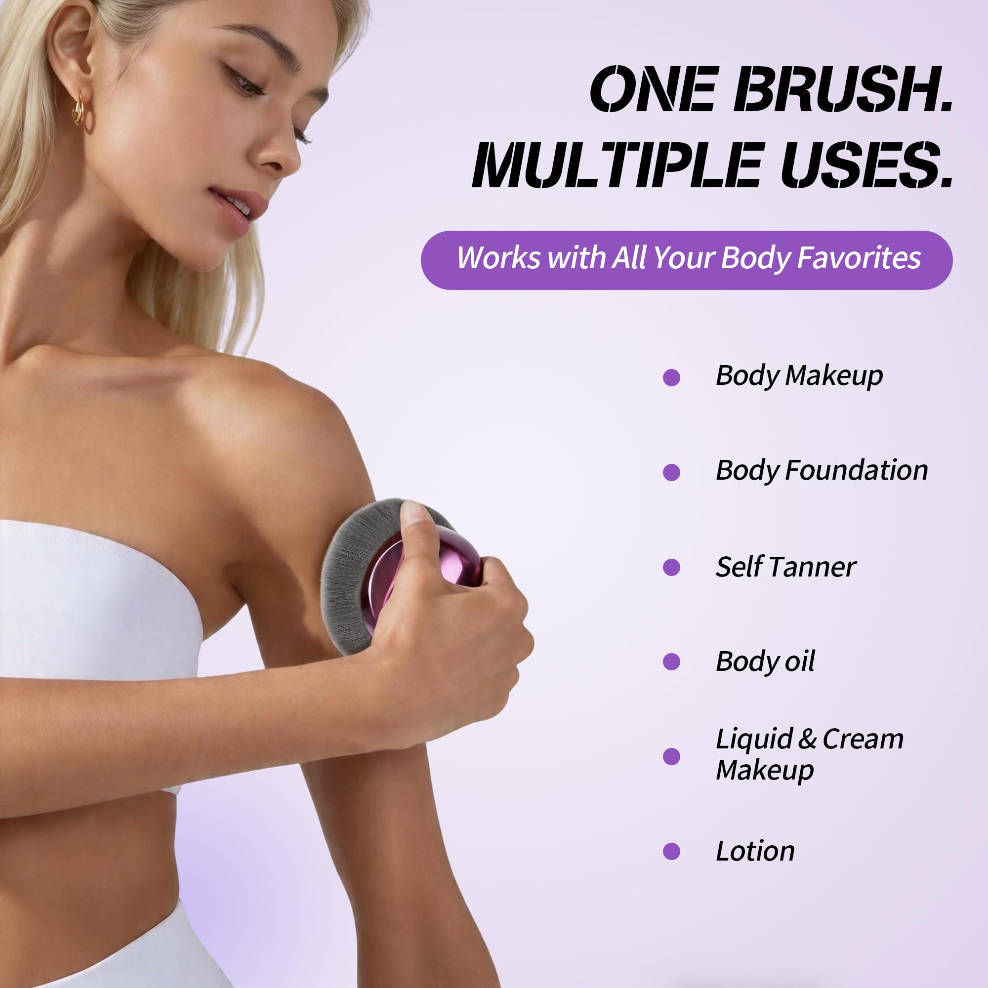 Brocha de maquillaje corporal, brocha Kabuki grande para el cuerpo, 4.5 pulgadas, extra grande, de cabeza ancha, para autobronceador, aplicador de mezcla de maquillaje de piernas que proporciona un