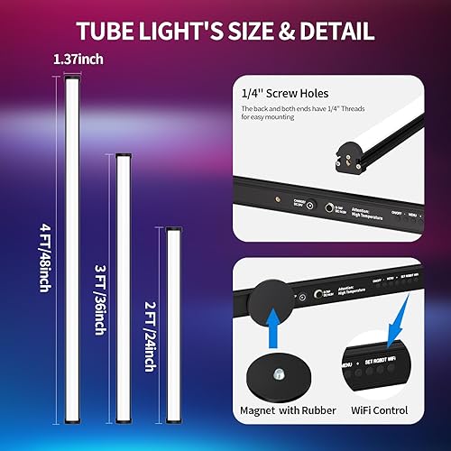 Miniatura 2 de Came-TV LED RGBWW - Luz de video con control remoto, aplicación incorporada, WiFi brillo ajustable para fotografía, 36 efectos de iluminación FX,