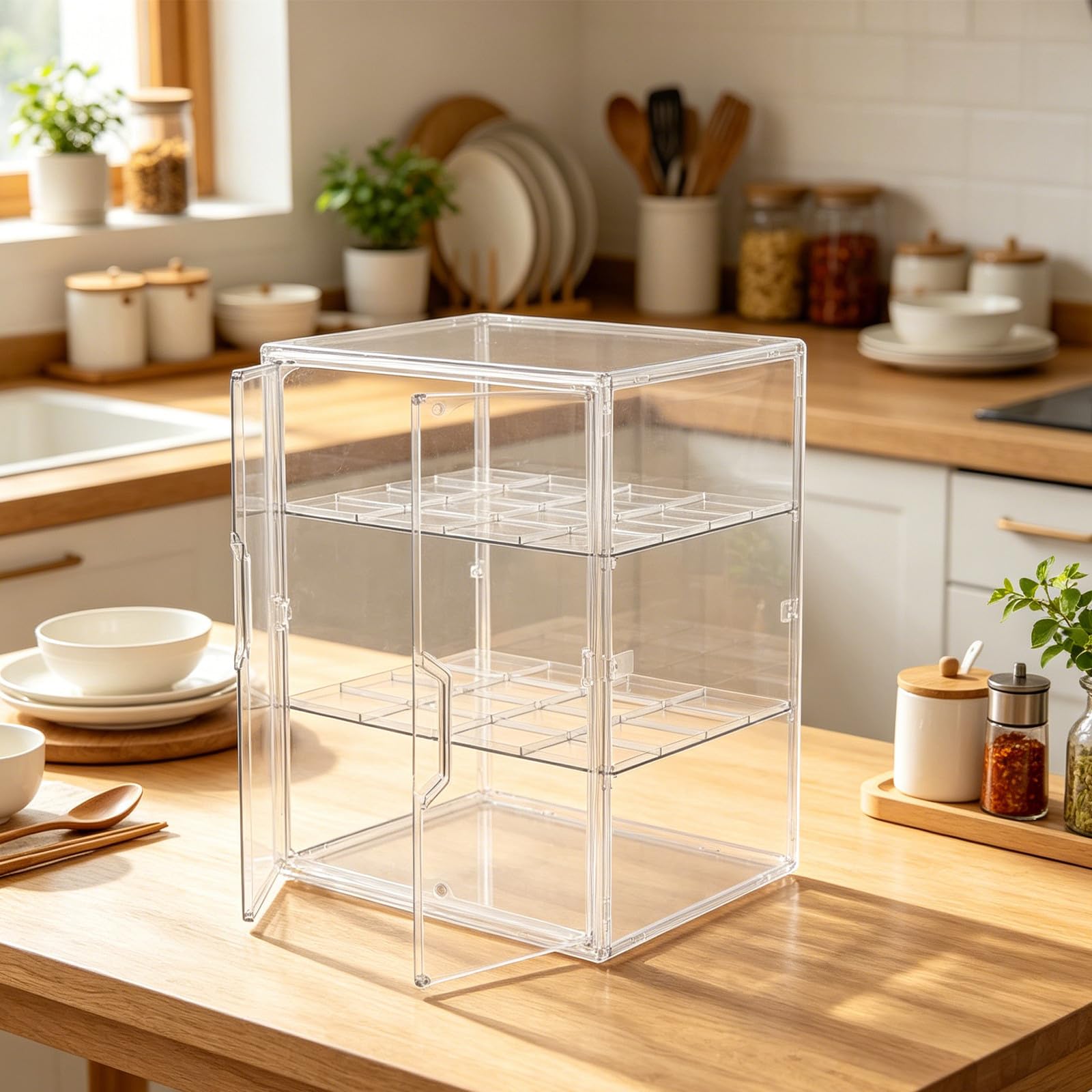ULTECHNOVO Babyflaschen Aufbewahrungsbox aus Robustem Kunststoff mit Abnehmbarem Trenner und 4 stöckigem Design für Kratzfreie Lagerung im Kinderzimmer und Am Bett