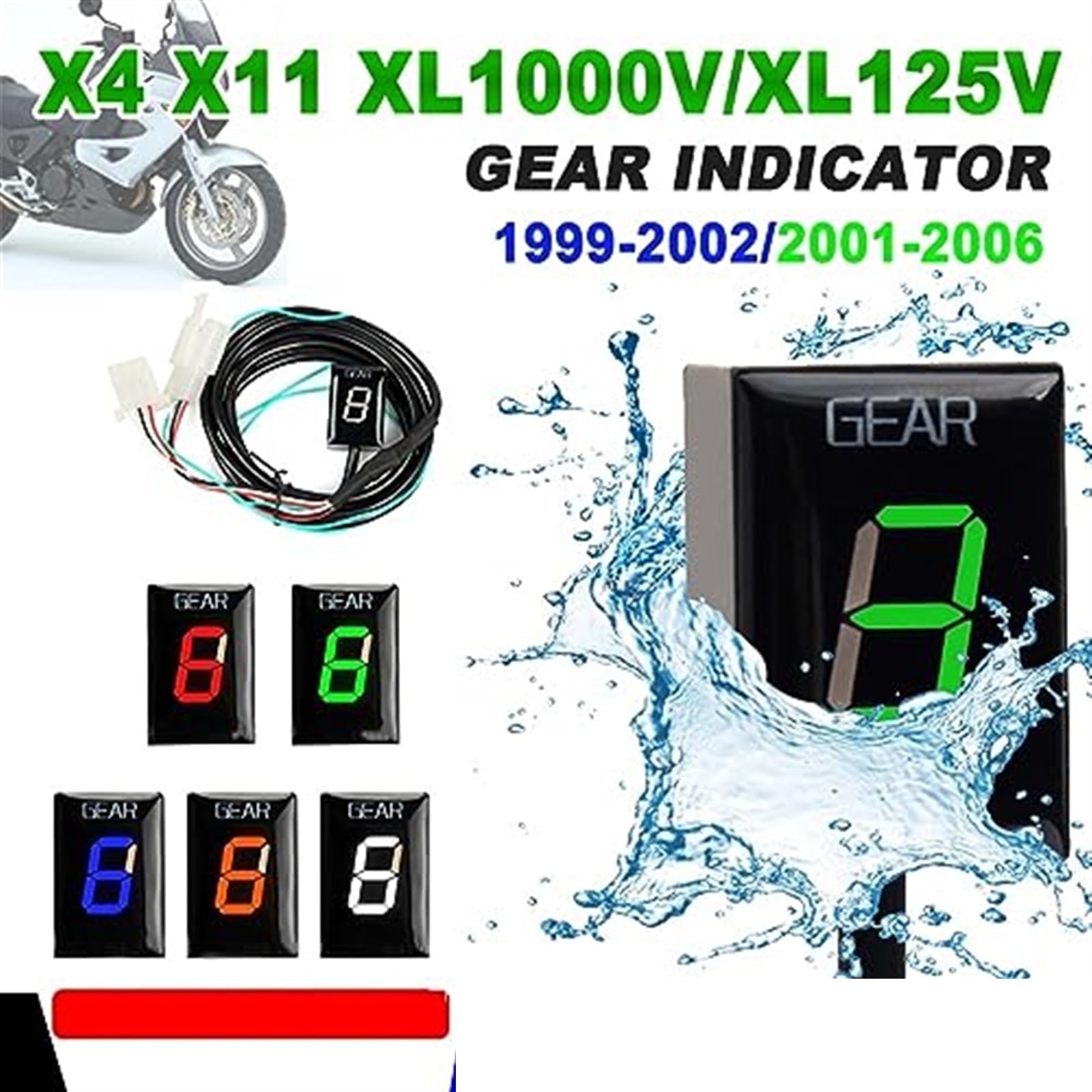 Accessoires indicateur d'indicateur de Vitesse, for X4 X11 Varadero XL1000V XL 1000V 1999-2002 XL125V XL 125V Varadero 2001-2006 Indicateur de Rapport de Moto(Black Black Bracket)
