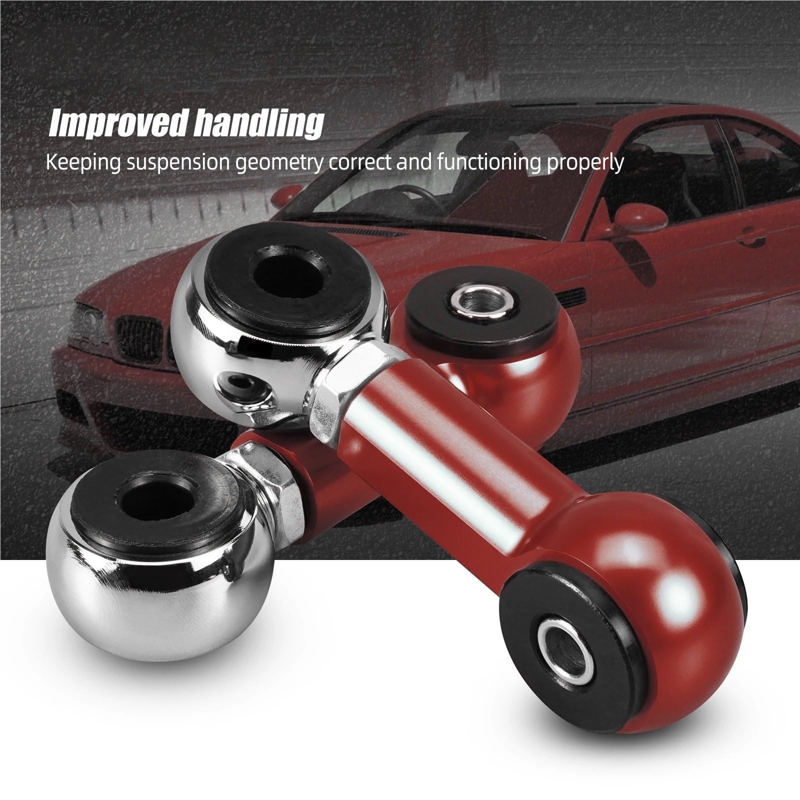 zestaw stabilizatora Regulowany tylny drążek stabilizatora, zestaw łączników stabilizatora pasujący do BMW E46 320i 325i 328i 330i 330d 320d 1999-2006 Stabilizatory Poprzeczne(Red)
