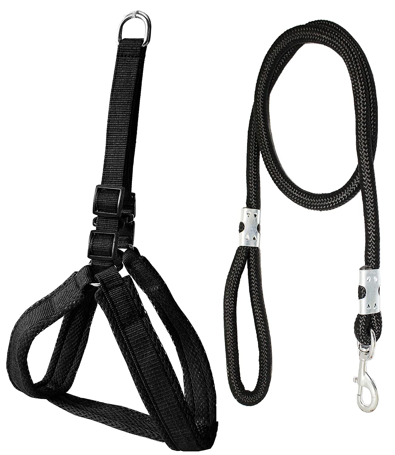 Pups&Pets Mesh Padded Nylon Dog Harness & Leash Rope All Types of Dogs - Medium (Chest Size - 25-34inch) (Black) (B09X34Y9V6) Amazon Price History, Amazon Price Tracker