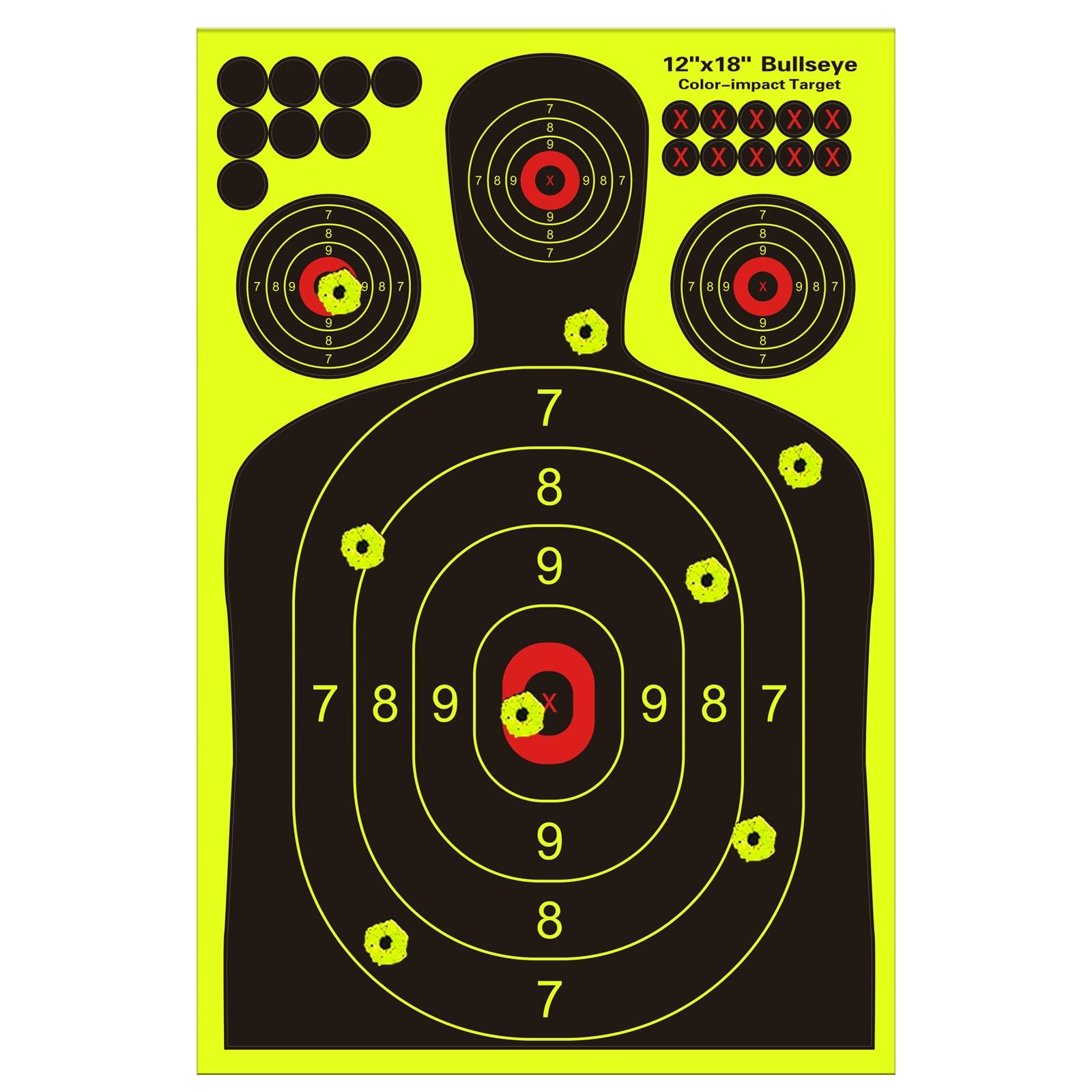 12x18 inch Silhouette Splatter Targets - Bright Fluorescent Yellow Easily seen on Impact When Hitting Target for BB Guns, airguns, Rifles, Indoor and Outdoor ranges (10 Pack)