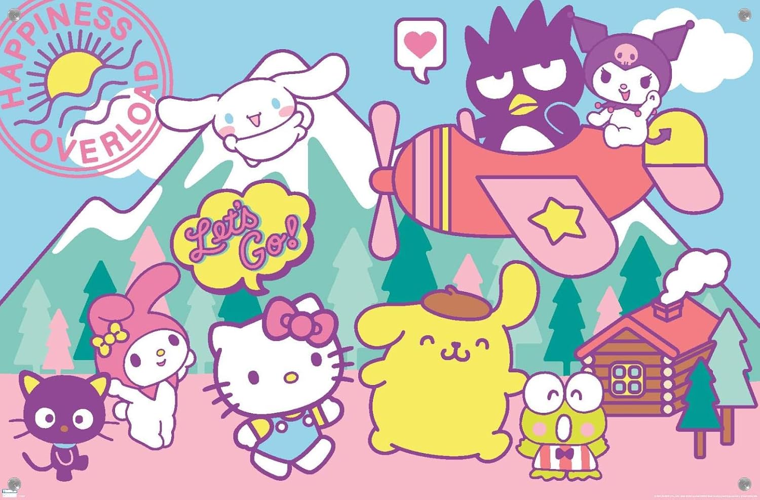Trends International Hello Kitty and Friends - Happiness Overload Wall Poster, 14.72" x 22.37", Premium Poster & Push Pin Bundle image 4