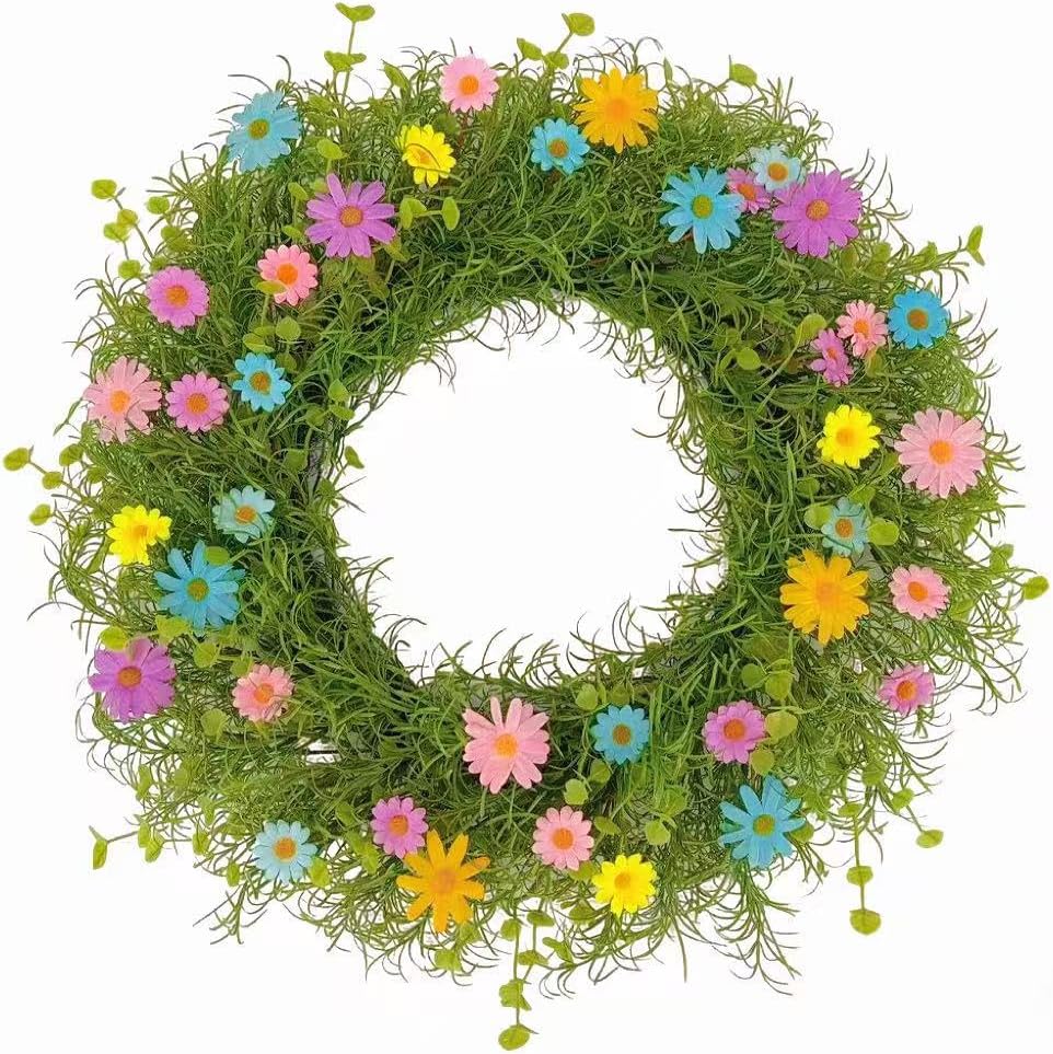 24 Inch Lemon Wreath for Front Door, Spring Summer Wreath for Front Door Wall Window Farmhouse Festival Porch Patio Garden Decor