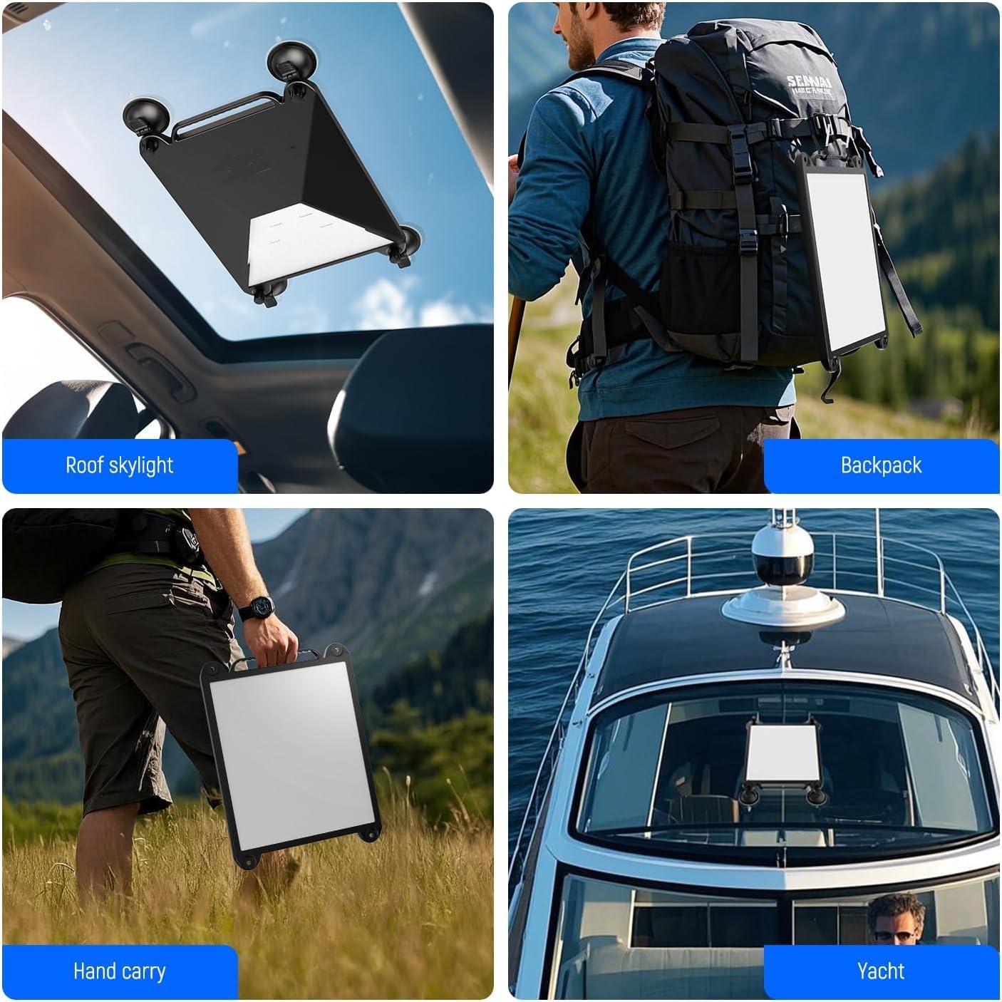 Starlink Mini Car Suction Cup Mount with Silicone Cover & Carabiner, Strong Suction Cup Mount for Car Windows & Sunroofs, Ideal for Cars, RVs, Boats & Road Trips (Black)