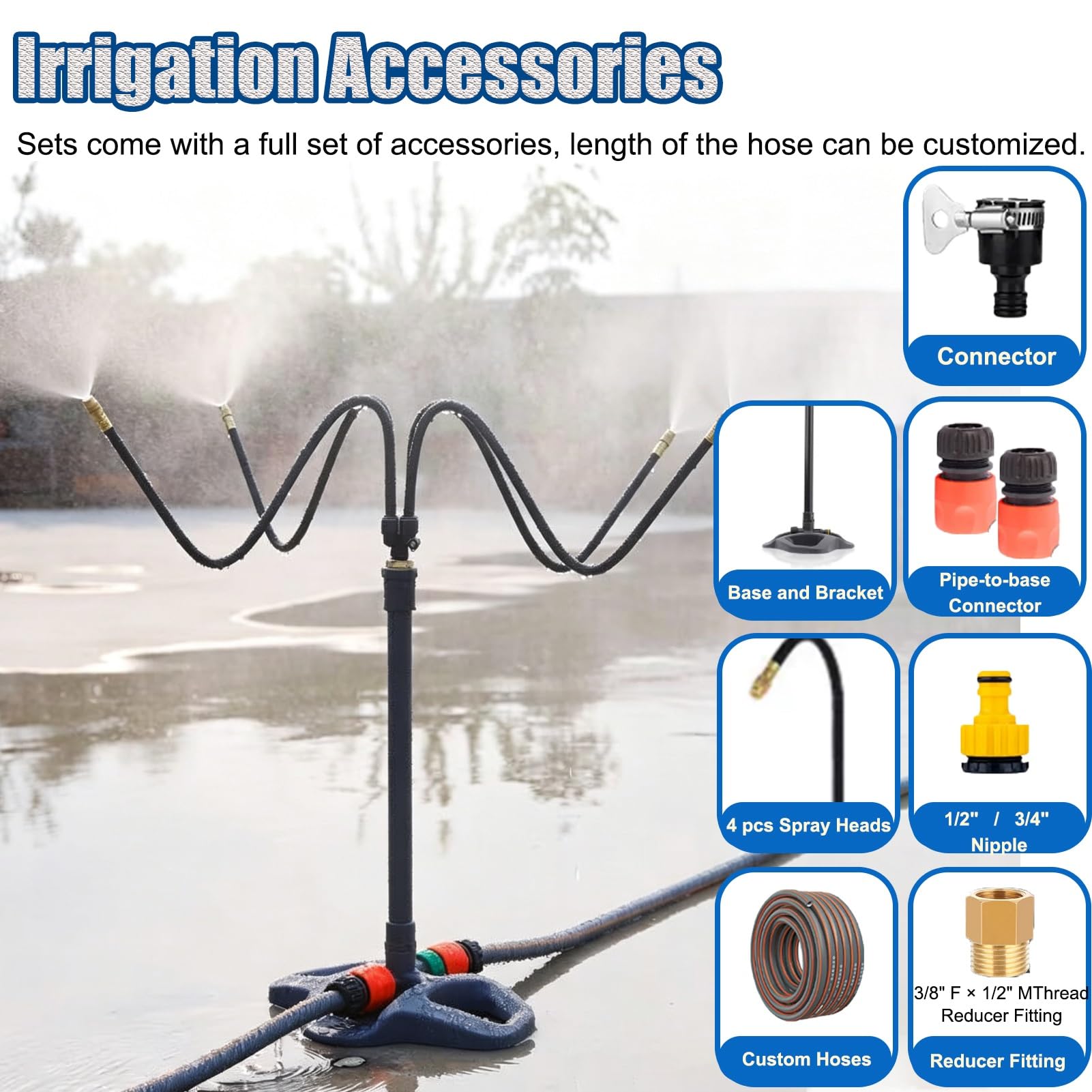 Kit Irrigazione Kit di Irrigazione a Pioggia Interrato per Piante, Piccolo Irrigazione a Goccia Automatico con Tubo Flessibile a 360°, Attrezzatura di Irrigazione Automatica a Goccia per Esterni
