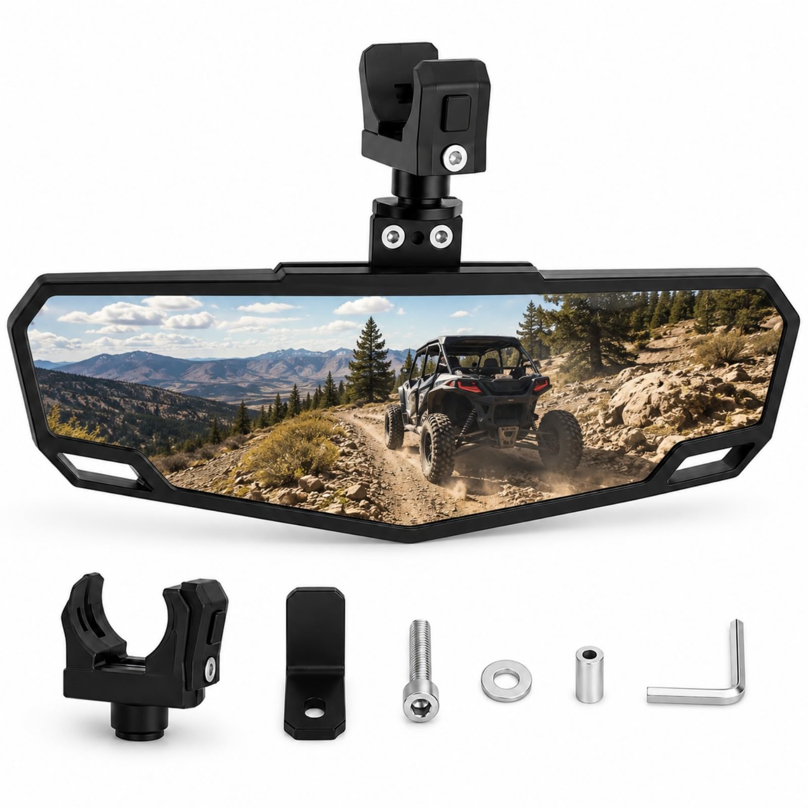 Espejo UTV antirotura con rotación 360 grados y abrazadera universal para caminos 1
