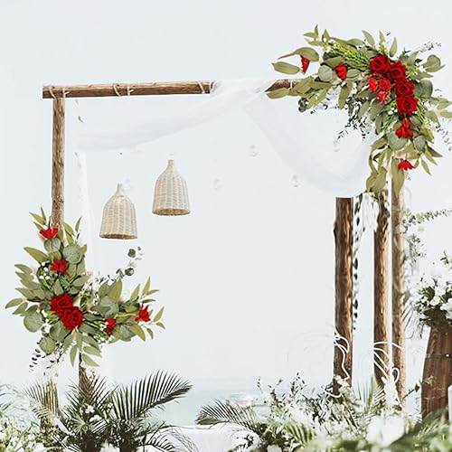 Miniatura 5 de Elegante kit de flores para arco de boda, paquete de 2 guirnaldas de flores artificiales de bienvenida para boda, decoración de fondo de entrada