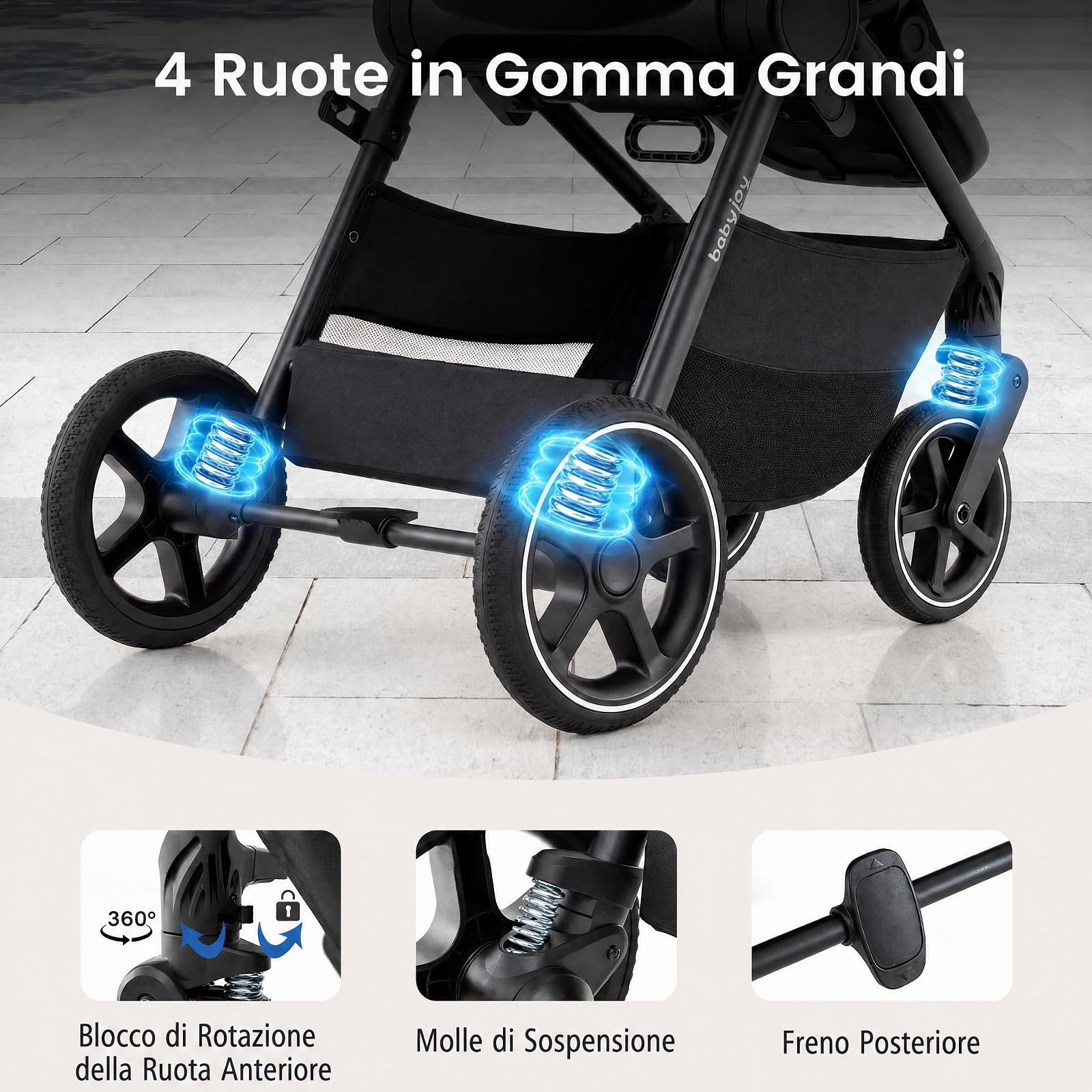 COSTWAY Passeggino Pieghevole per Bambini 6-36 Mesi, Grigio