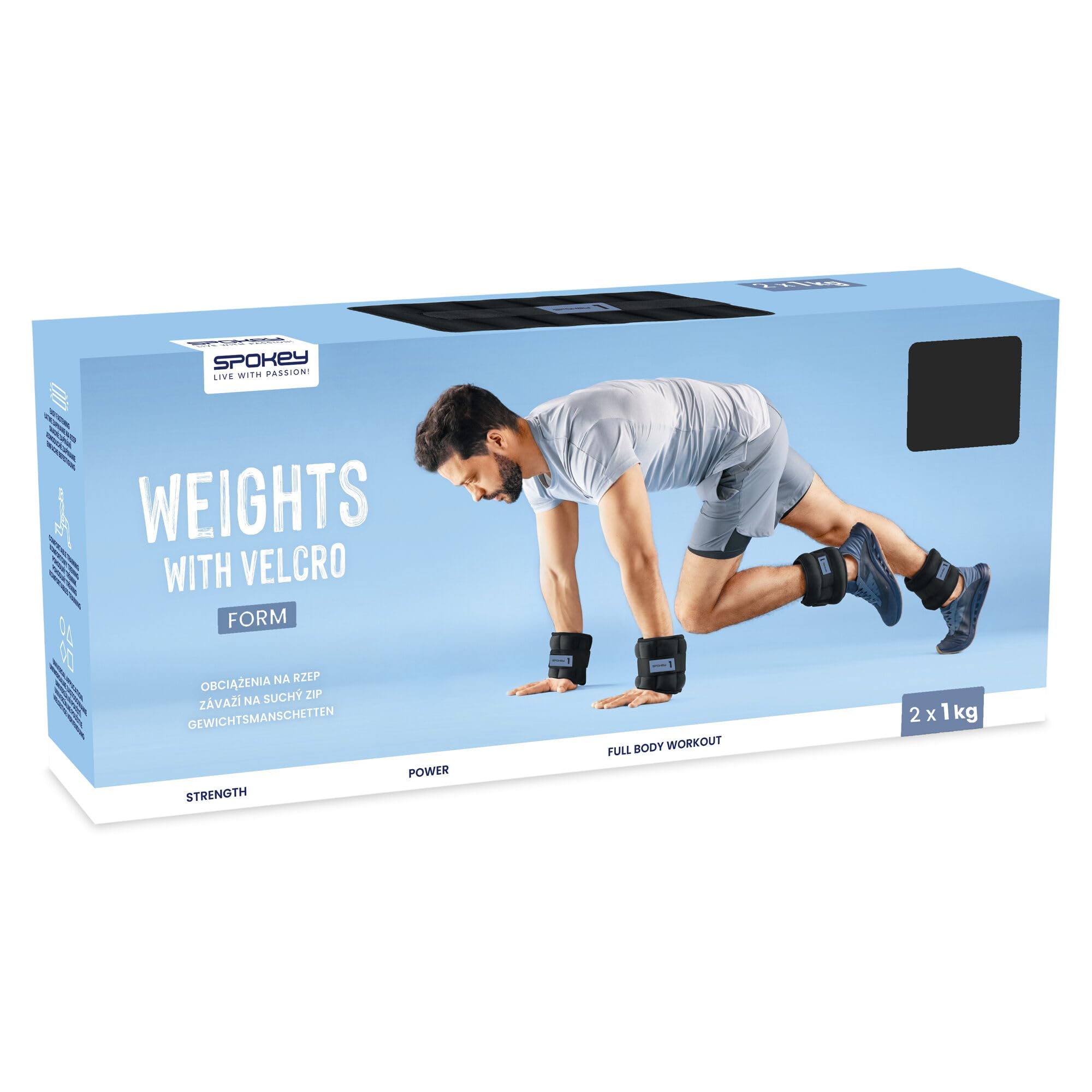 Spokey Form 2 x 0,5 kg / 1 kg / 1,5 kg / 2 kg / pesi da polso da 3 kg, pesi regolabili per caviglie o gambe, nero