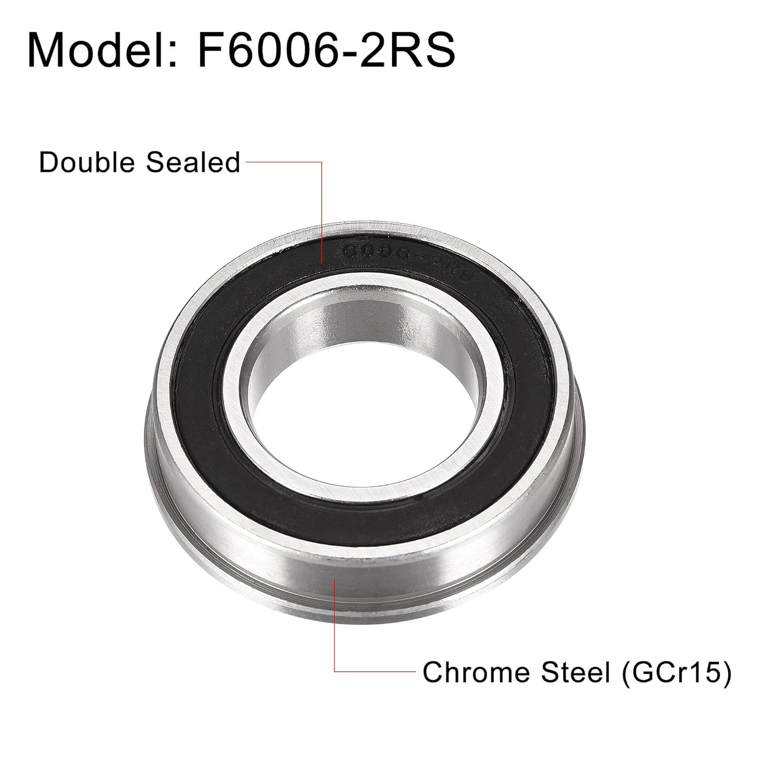 uxcell F6006-2RS Flanged Ball Bearing 30x55x13mm Double Sealed Chrome Steel Bearings 4pcs