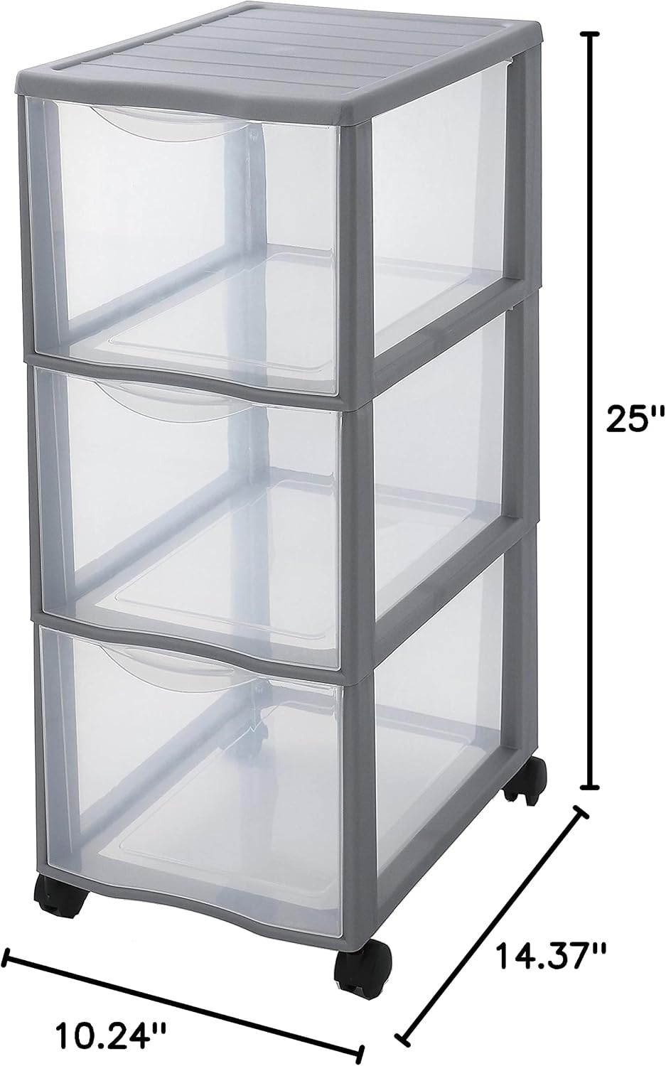 Sundis Storage Tower 3 Drawers with Wheels, Silver