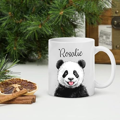 Miniatura 4 de Taza de café personalizada con diseño de oso panda, regalos para niños, amigos, hombres y mujeres, tazas de cerámica blanca con nombre personalizado