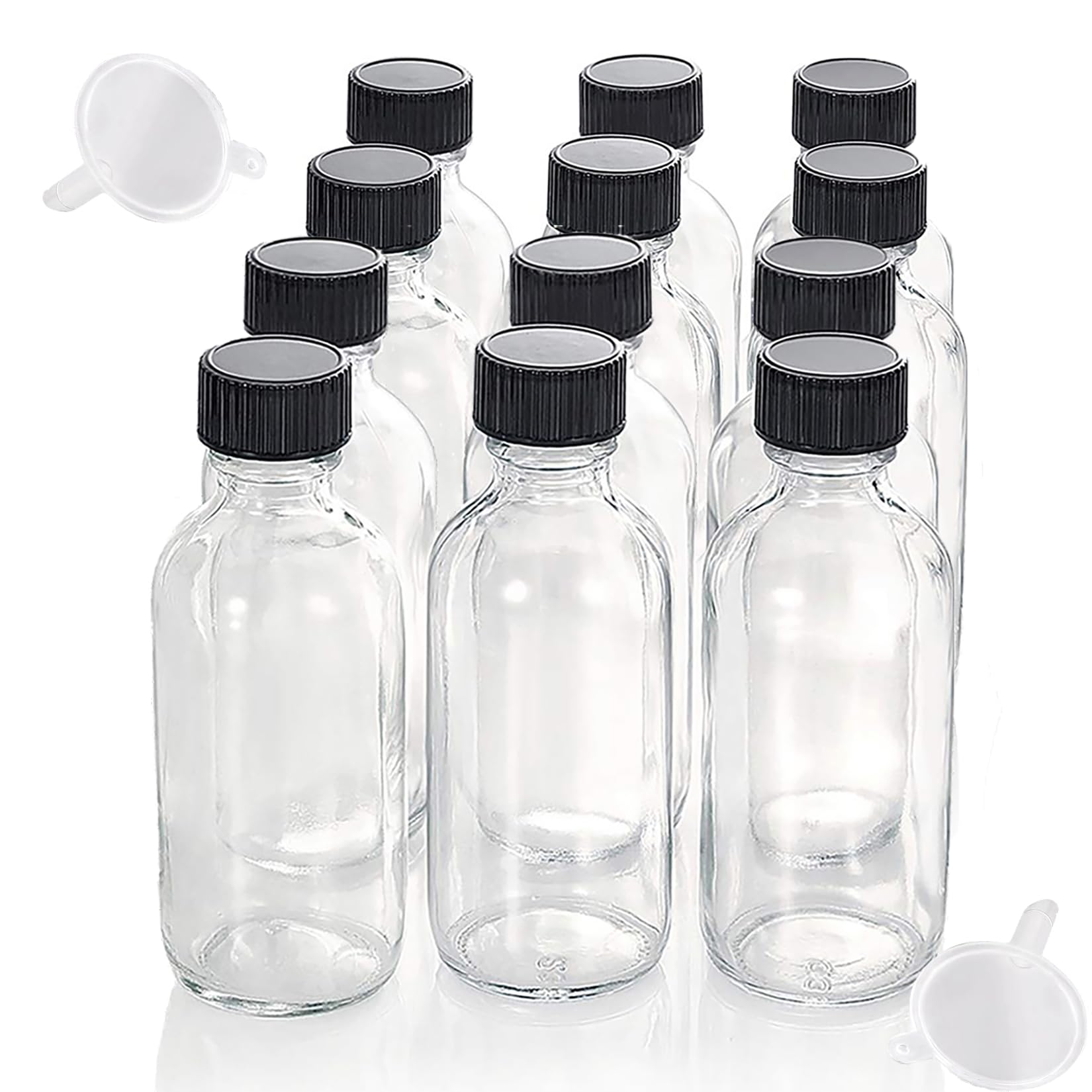 DIDITIME 12 Pack Shot Bottles with Caps, 2 oz Glass Jars with Lids, Wellness Shots Glass Bottle Reusable Bottles for Ginger, Juice, Oil, Wellness Shot
