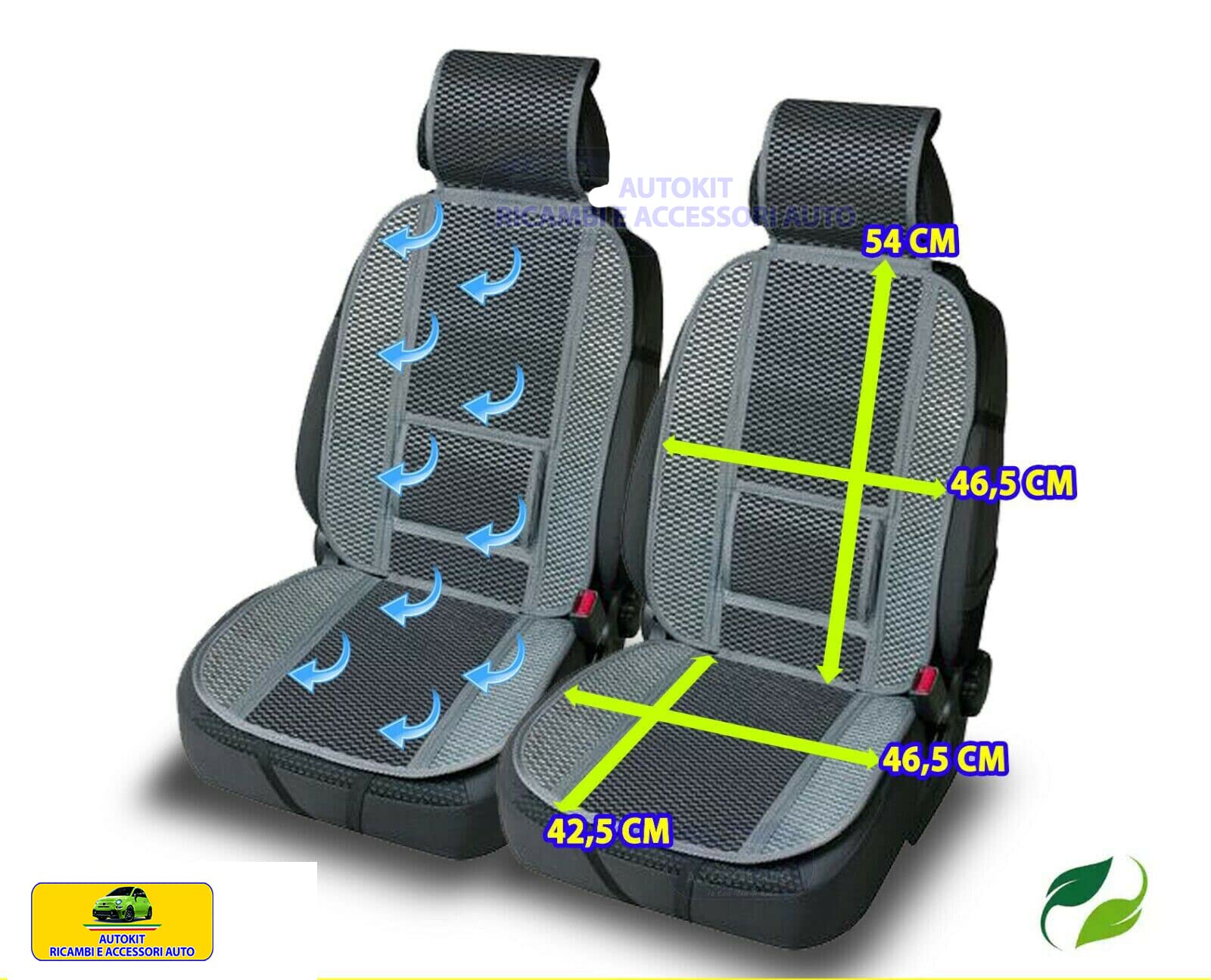 Schienali Copri sedile per auto Estivo Fresco in Fibre Naturale di Bambù Coppia 2 PZ