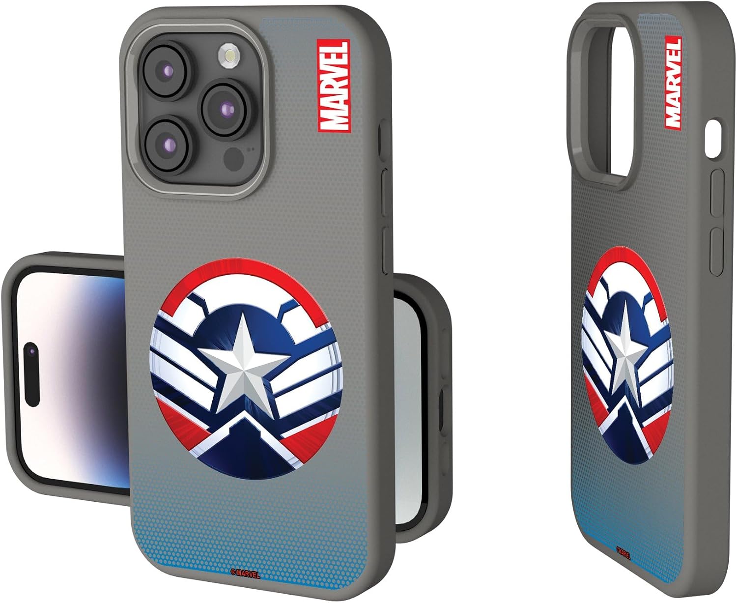 Keyscaper Marvel Avengers Sam Wilson Captain America Grid Soft Touch Cell Phone Case for iPhone 14 Pro
