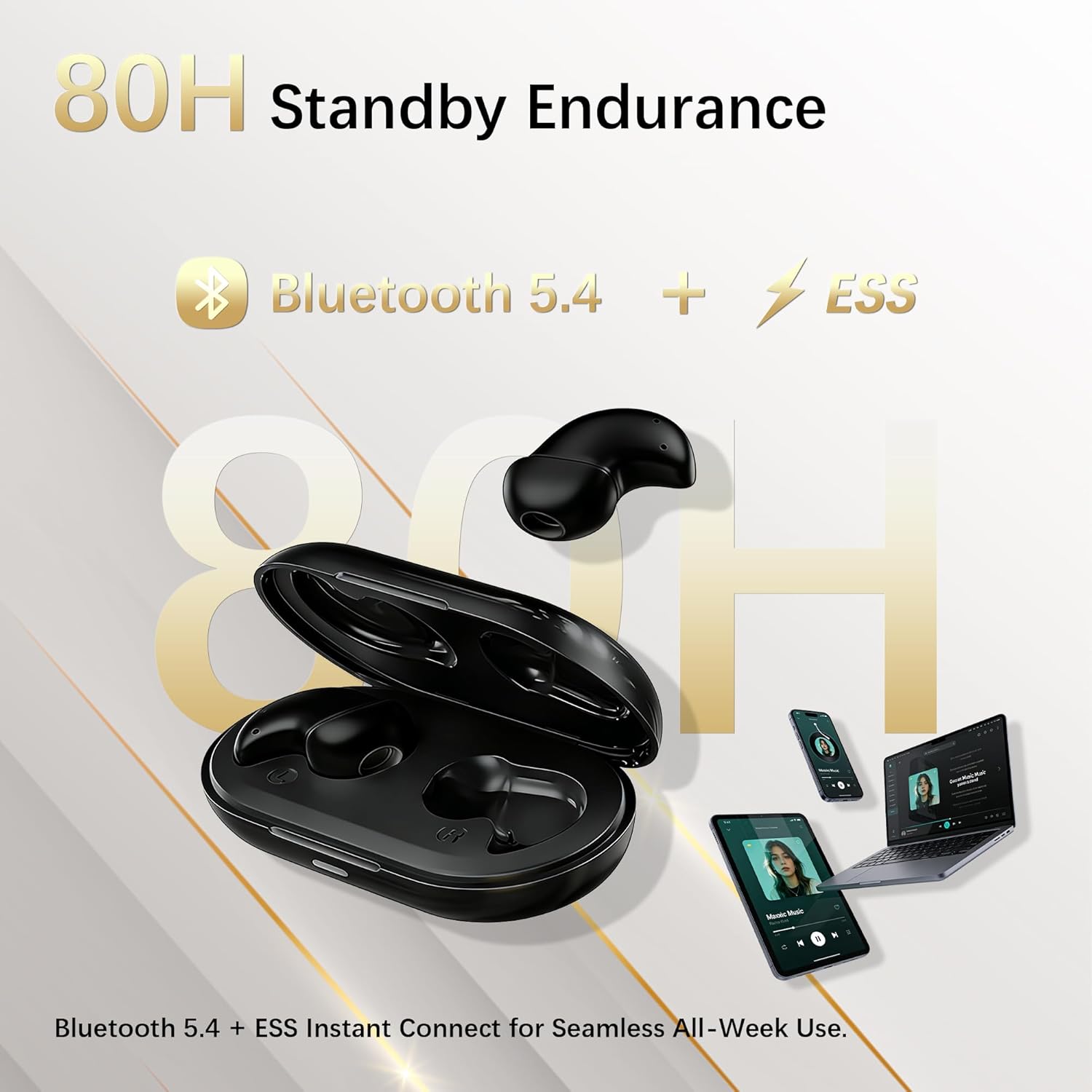 Sleep Earbuds 53dB High-Frequency Noise Reduction 8-mic Array & Dual Hybrid Filtering Technology, 80H Playtime, Snore Blocking Comfortable Earbuds, Bluetooth 5.3 Earplugs for Side Sleeper, Airplane - Image 7
