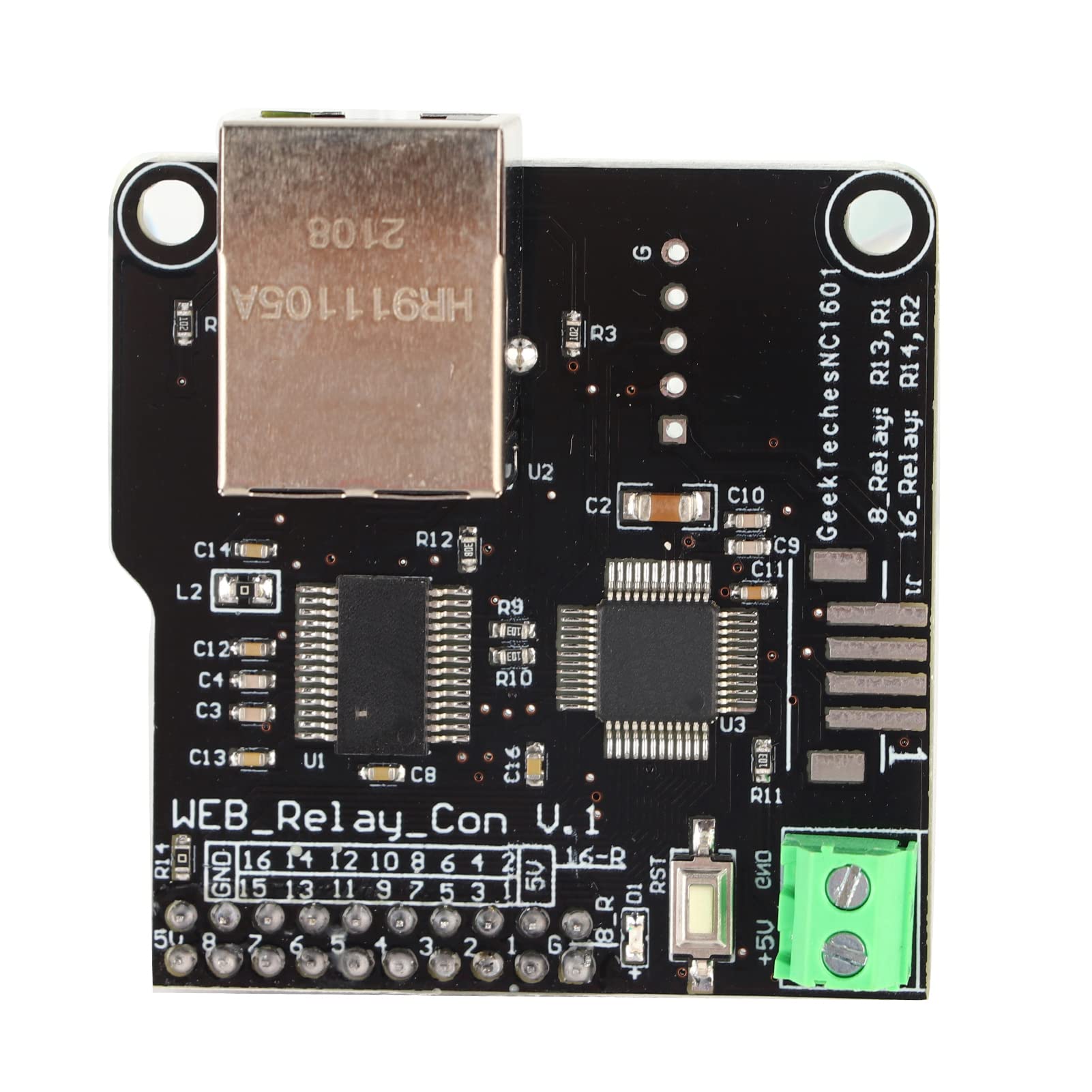 Jeanoko Port RJ45 + Serveur Web de Réseau de Module de Commande Ethernet de Relais 16 Canaux pour Contrôler les Lumières