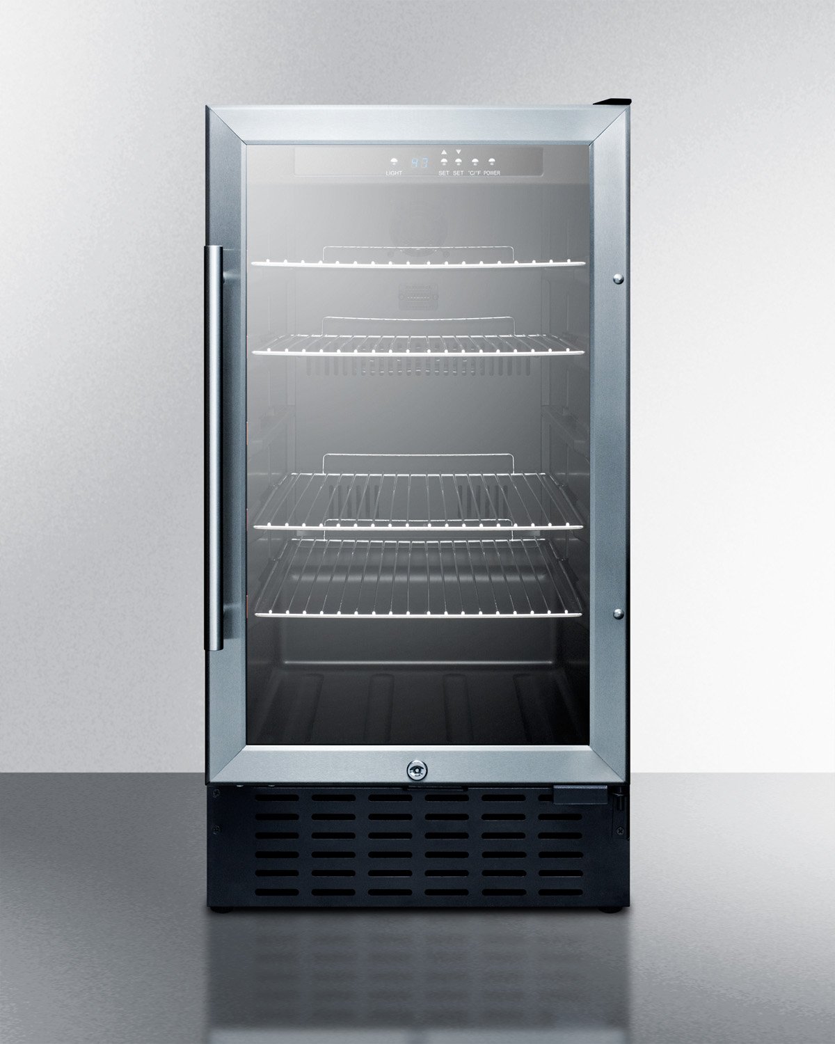Summit Appliance Scr1841bada 18 ADA Compliant Commercially Approved Beverage Center W/ 2.7 Cu. Ft Capacity 4 Adjustable Chrome Wire Shelves Automatic Defrost Lock & Reversible Door In Stainless Steel on Fridge.com - View 3