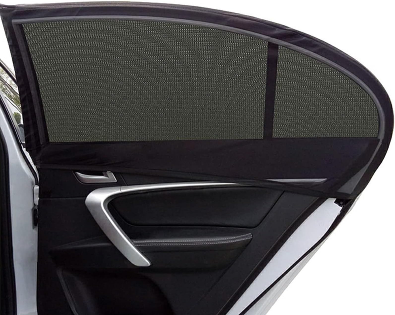 Universal Car Sun Shade Window Curtain,2 Pack Car Side Window Protector for Kids Baby, Rear Window Covers for Sleeping Privacy Heat UV Mosquito Bug Mesh Net, Sun Blocker for Car,Truck,SUV,Camper,Van