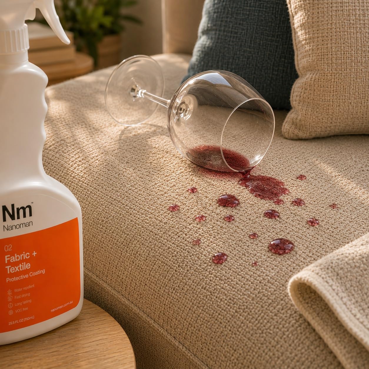 NANOMAN Spray repelente al agua/impermeable para telas y zapatos. Última fórmula de nano-tecnología. Respetuoso con el medio ambiente. Sin PFAS ni alcoholes. Protección contra manchas y líquidos para