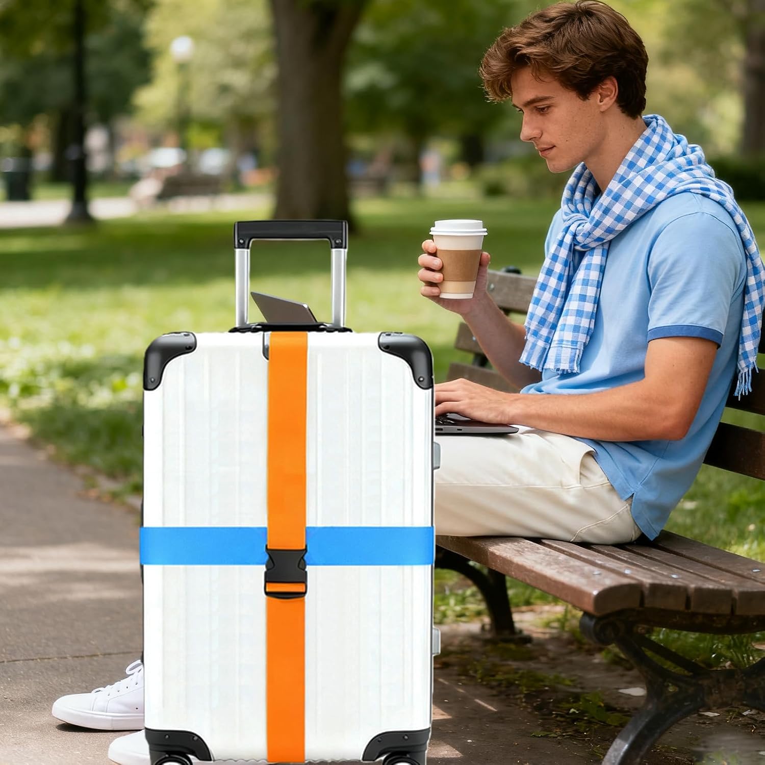 5 Pack Luggage Straps for Suitcases TSA Approved, 74"x2" Adjustable Travel Belt, Multi-Color Luggage Identifiers Keep Suitcase Secure and Easy to Spot While Traveling