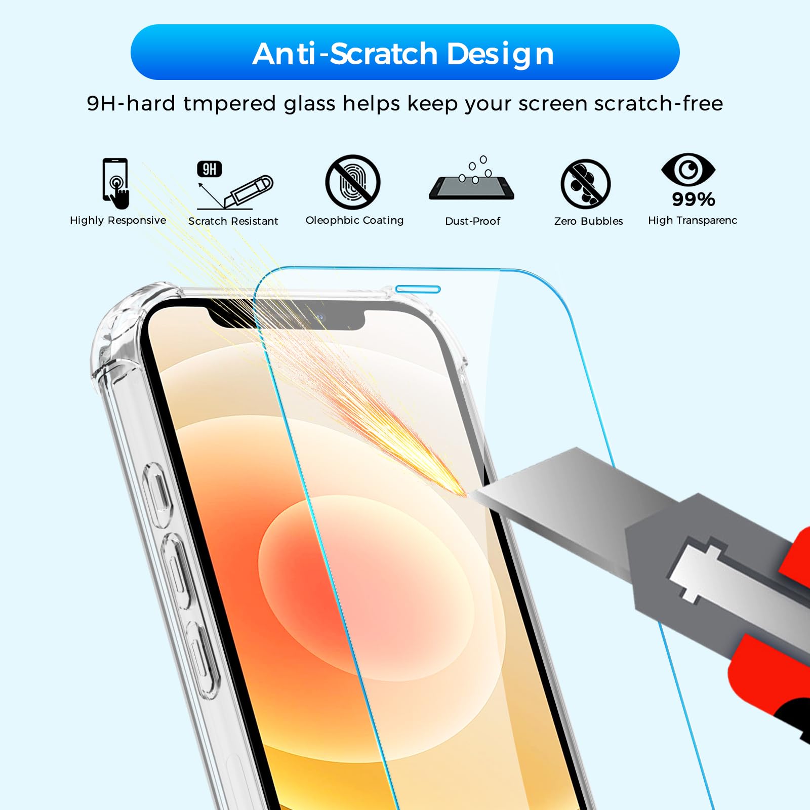 Handyhülle Für IPhone 12/12 Pro – Transparent, Mit 3x Panzerglas-Schutzfolie, Kratzfest & Stoßsicher – Vergilbungsfrei