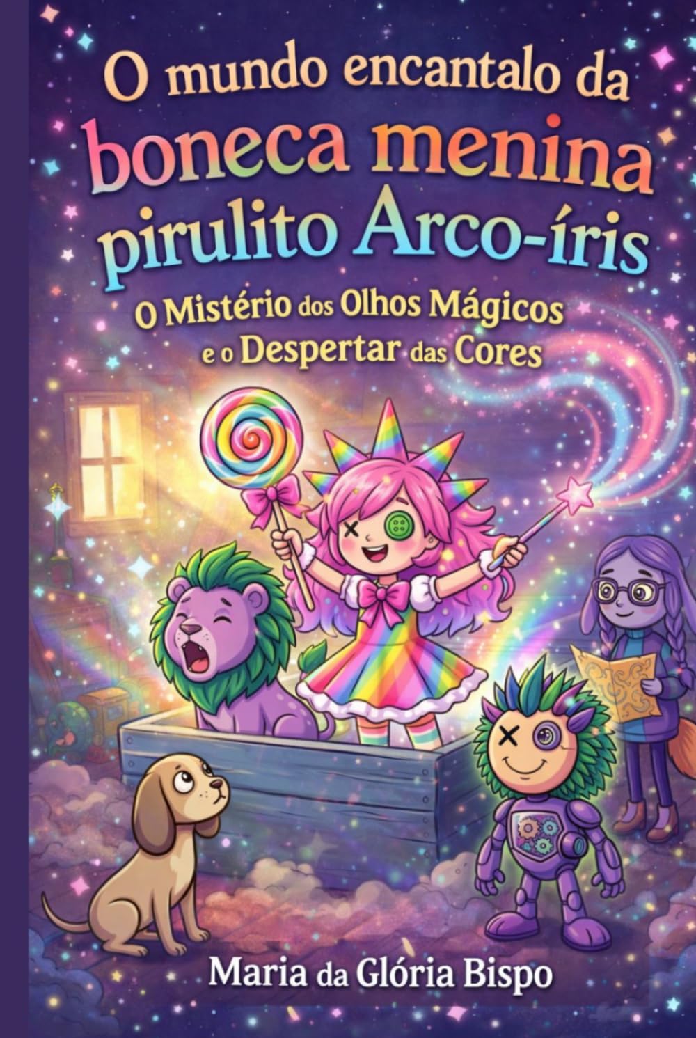 O mundo encantado da boneca menina pirulito Arco iris: O Mistério dos Olhos Mágicos e o Despertar das Core