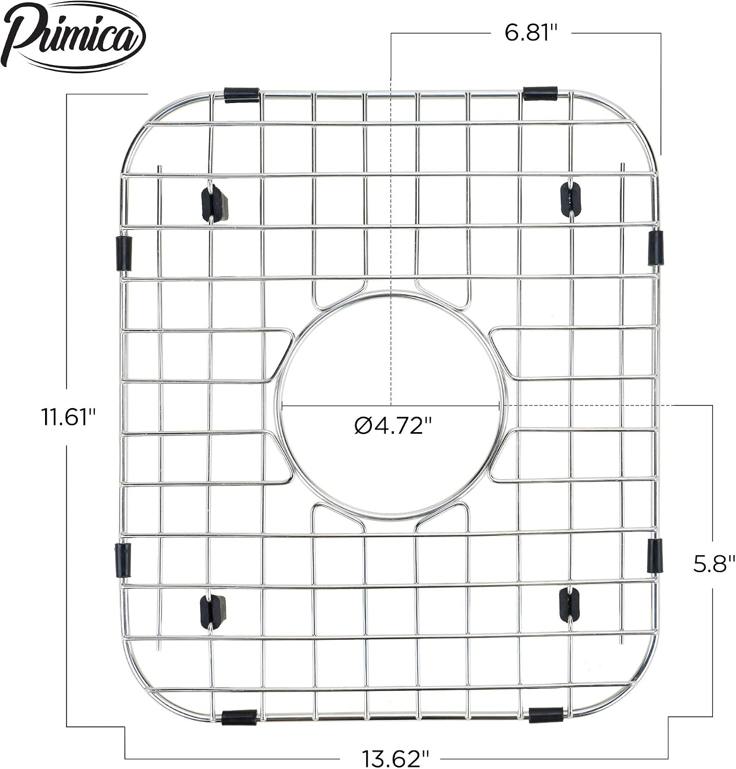 Sink Protectors for Kitchen Sink - 13 5/8 in x 11 5/8 Stainless Steel Sink Grid 2pcs Set - Kitchen Sink Protector Center Drain Hole - Rust-Resistant Metal Accessories