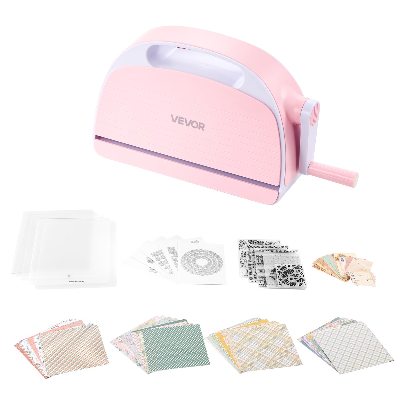 VEVOR Manuelle Stanz- & Prägemaschine, 229 mm, Tragbares Stanzmaschinen-Set mit Stanzformen, Prägefoldern, Papierbögen, Schneideplatten, für Scrapbooking, Kartenherstellung & Bastelarbeiten