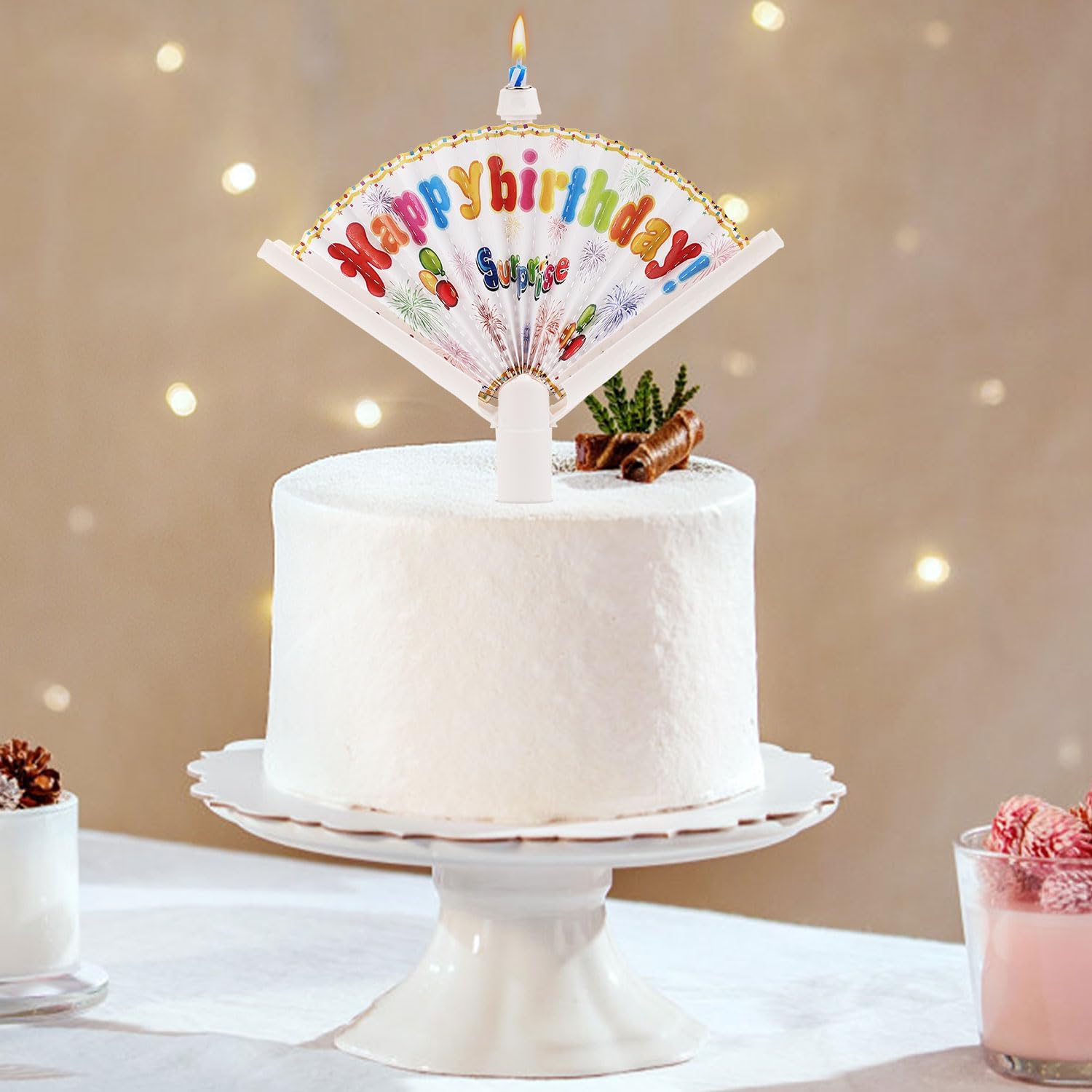 2pcs Novelty Fan Birthday Candle, Pop-up Surprise Clown Candles